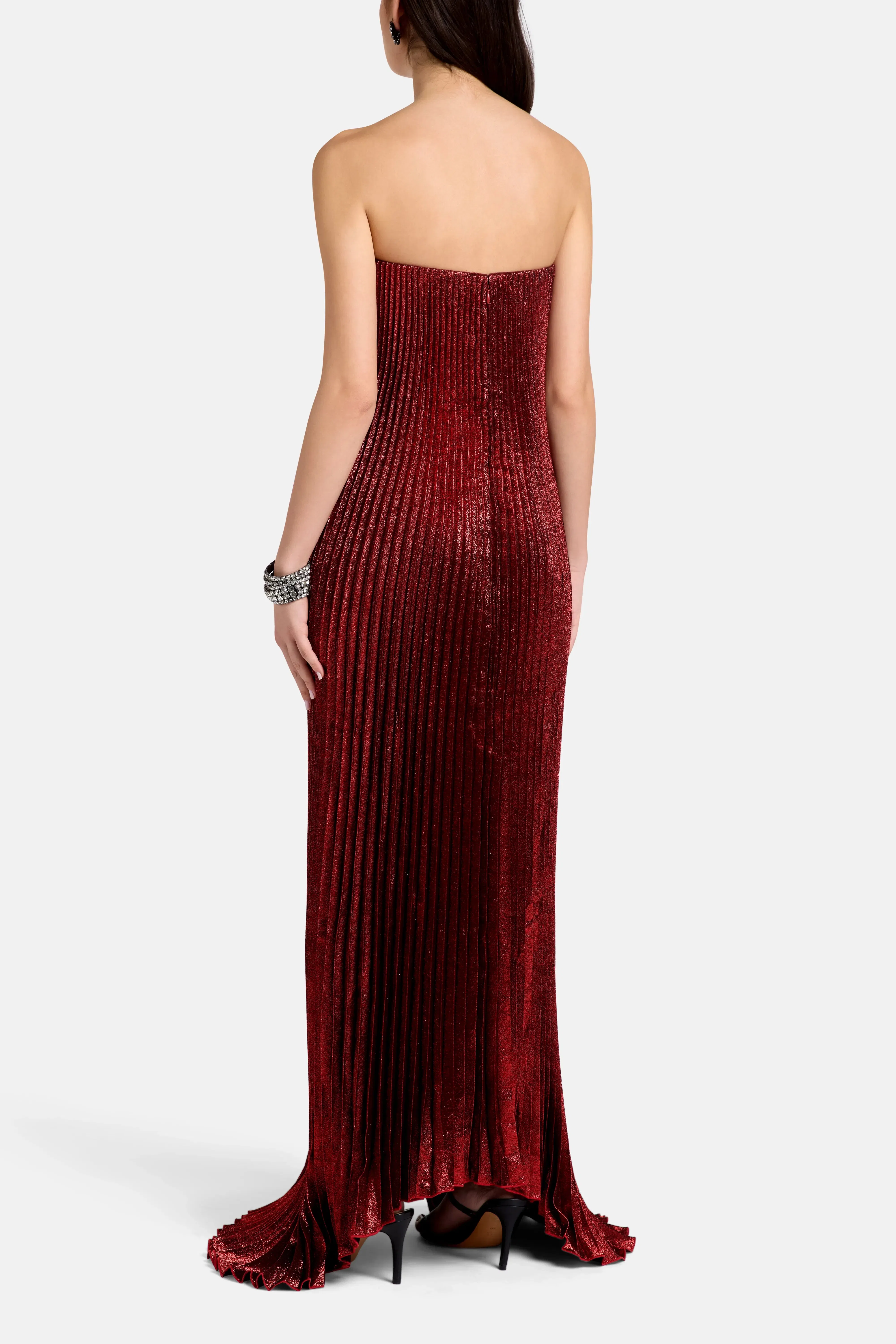 L'IDÉE Black Tie Strapless Evening Dress in Red