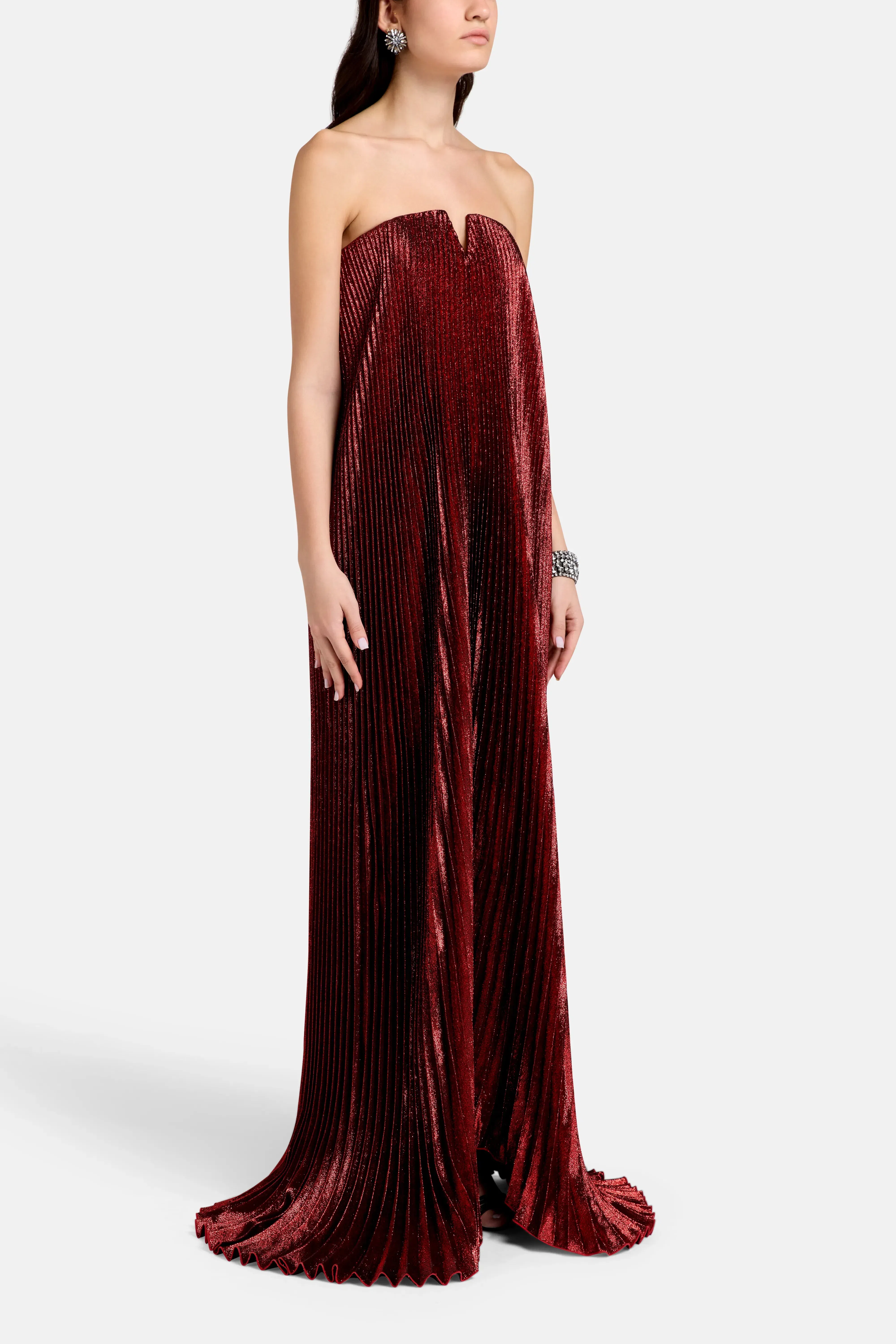 L'IDÉE Black Tie Strapless Evening Dress in Red