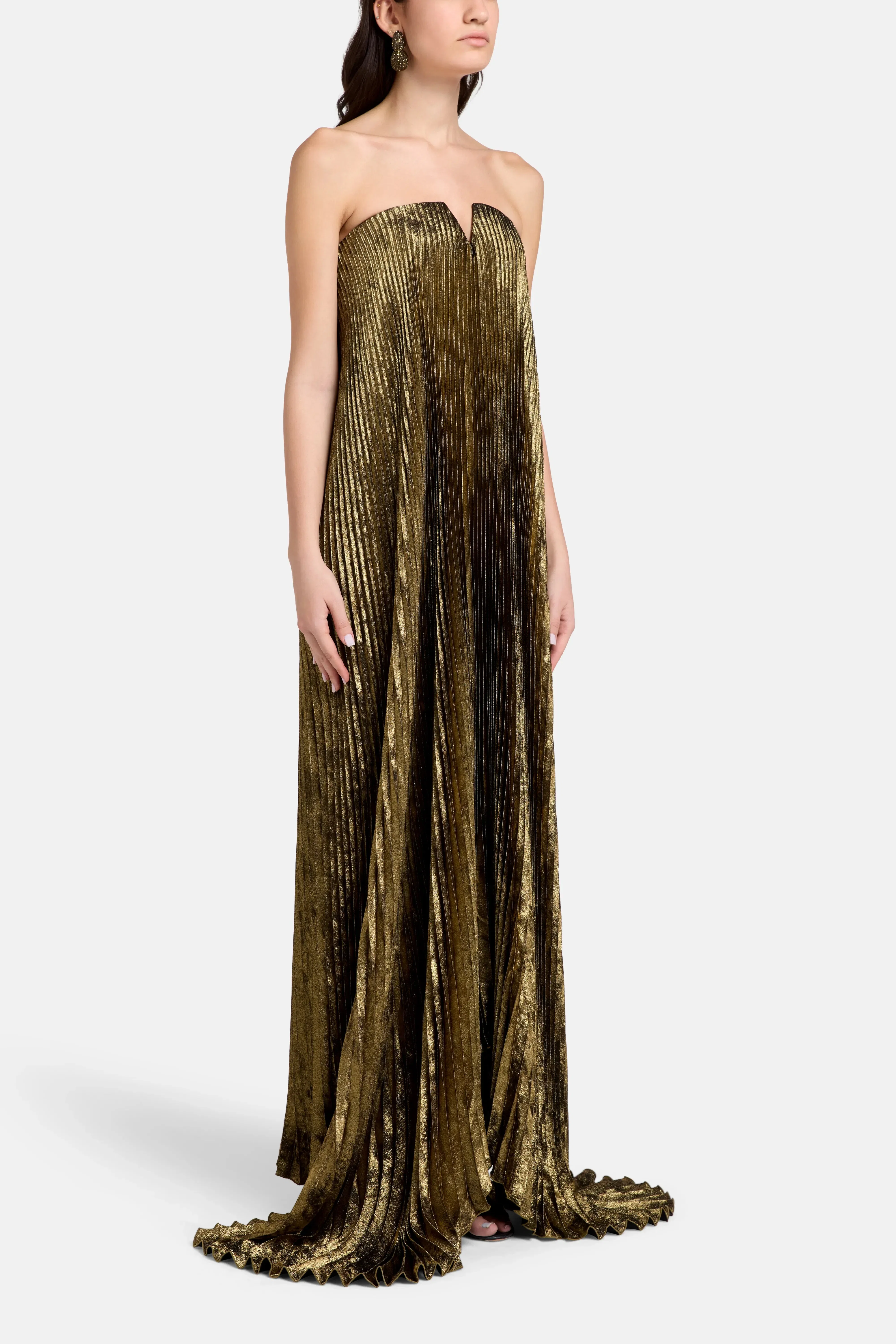 L'IDÉE Black Tie Strapless Evening Dress in Gold