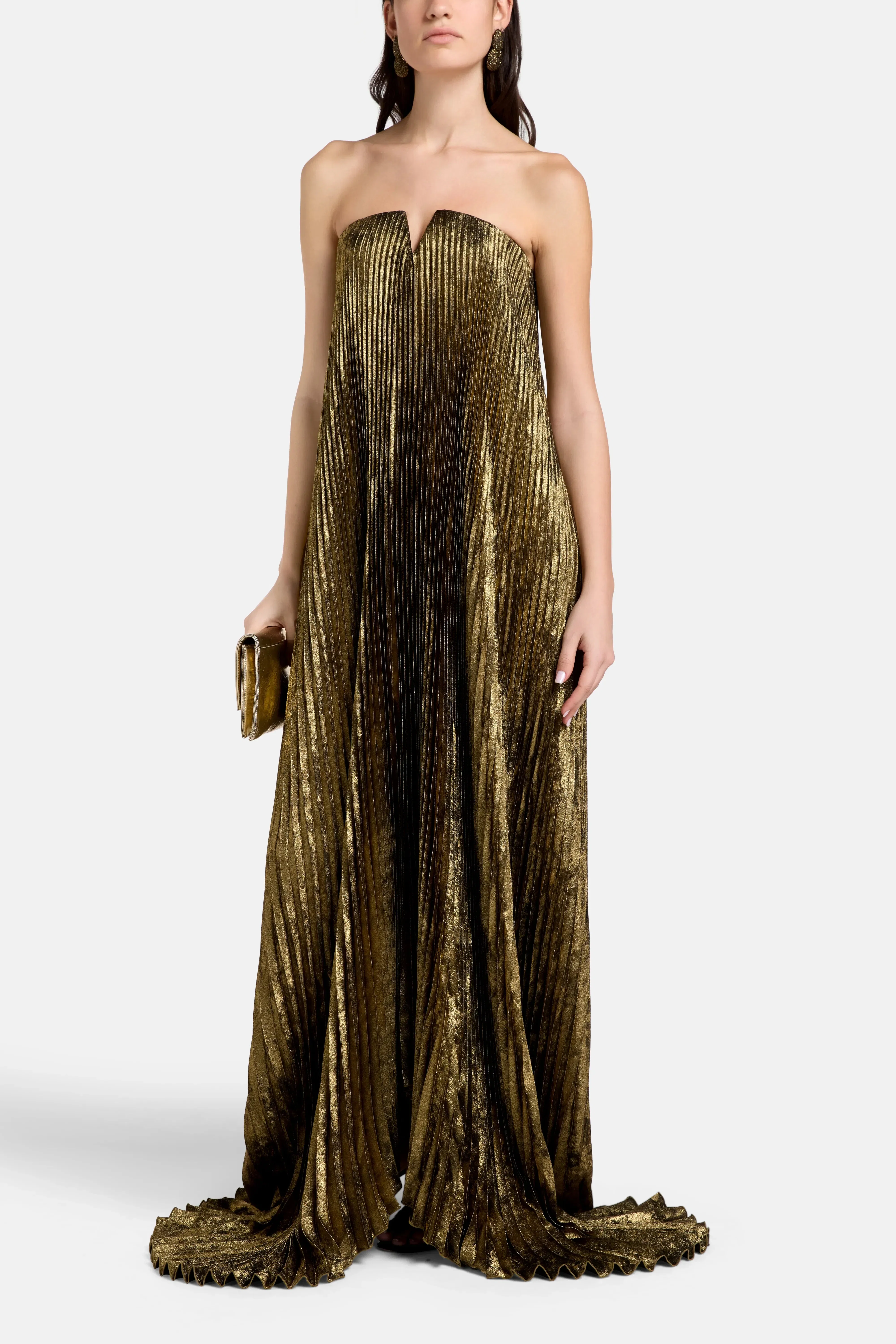 L'IDÉE Black Tie Strapless Evening Dress in Gold