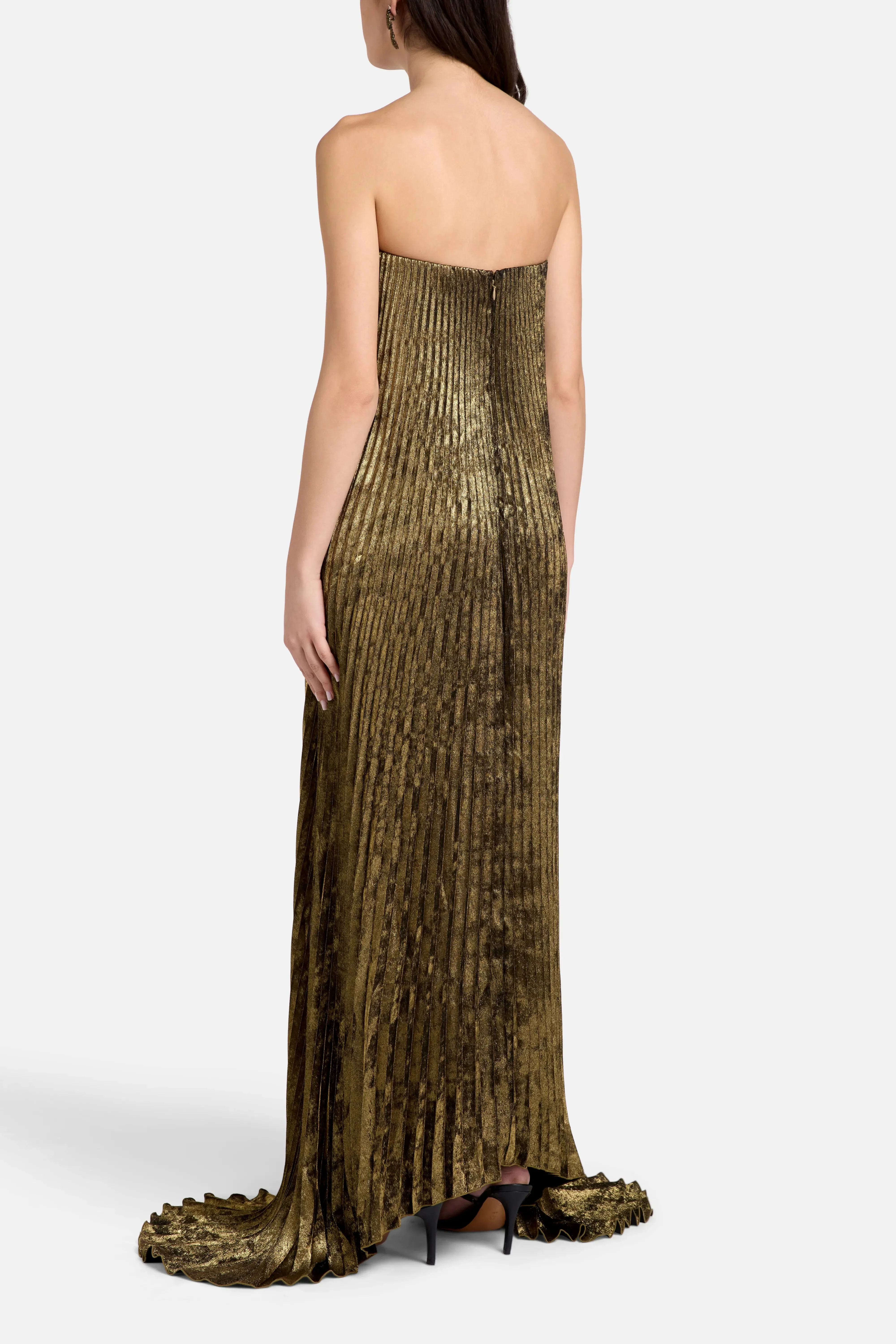 L'IDÉE Black Tie Strapless Evening Dress in Gold