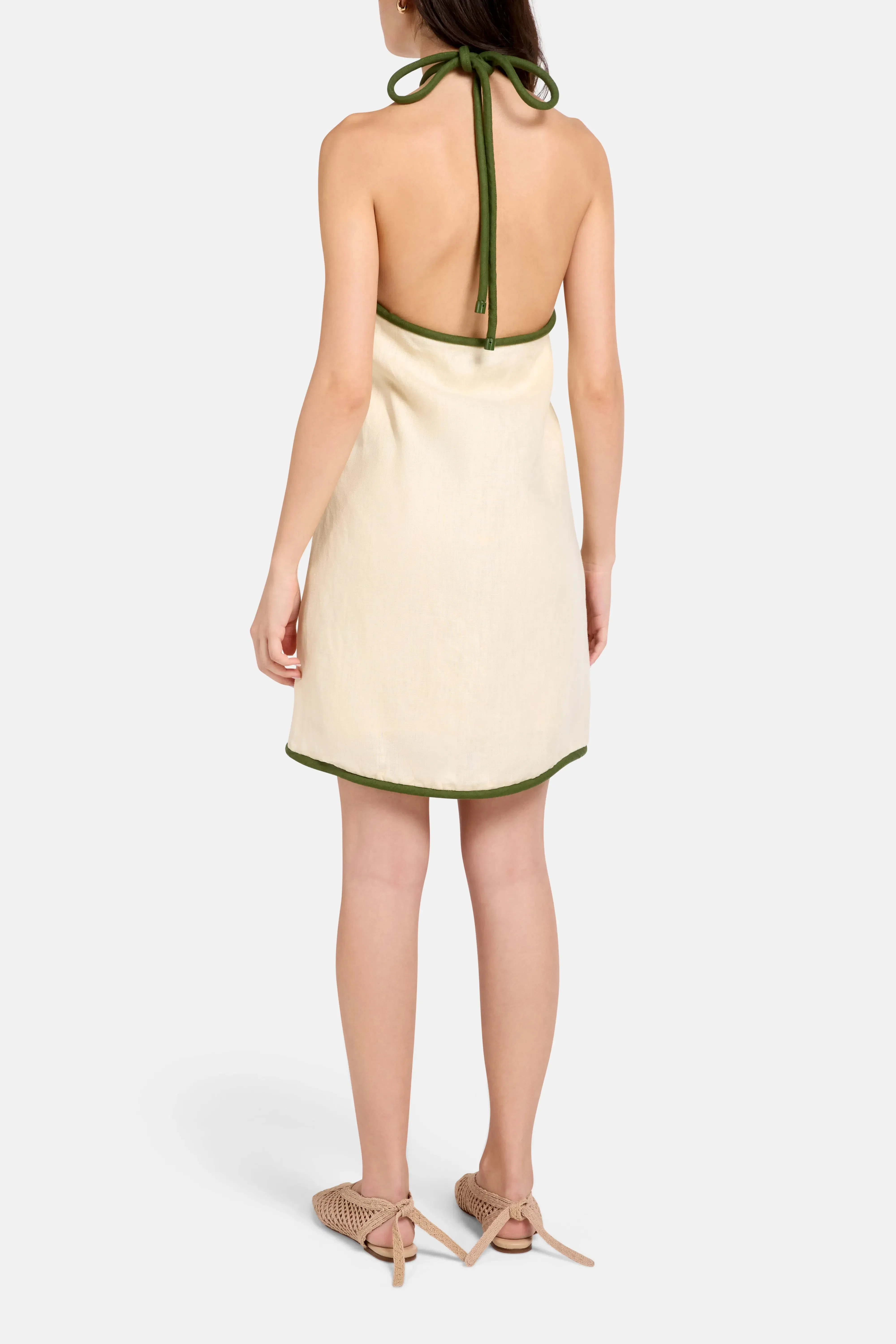 FARM Rio Sand Coconut Sleeveless Linen Mini Dress in Brown