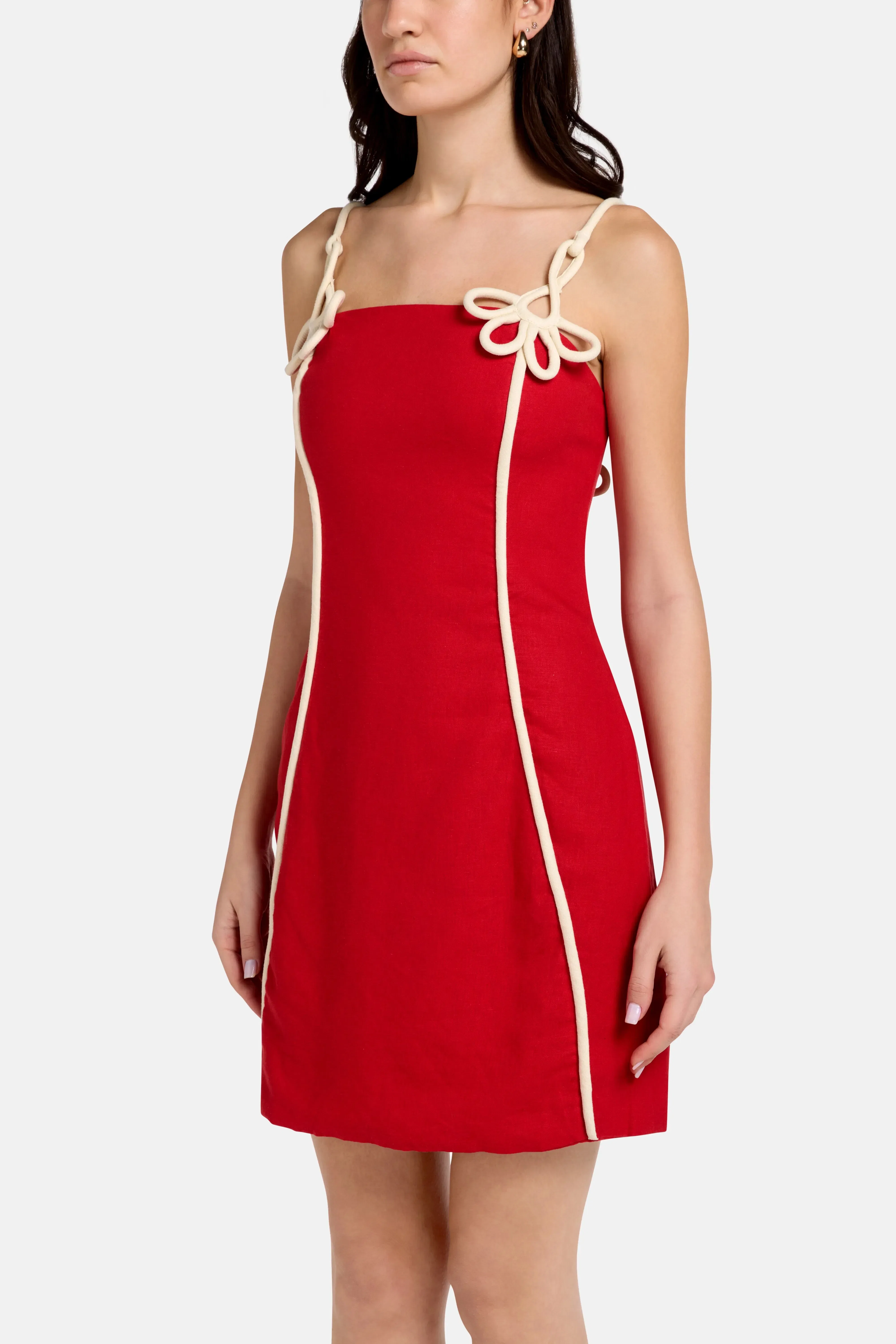 FARM Rio Sleeveless Linen Mini Dress in Red
