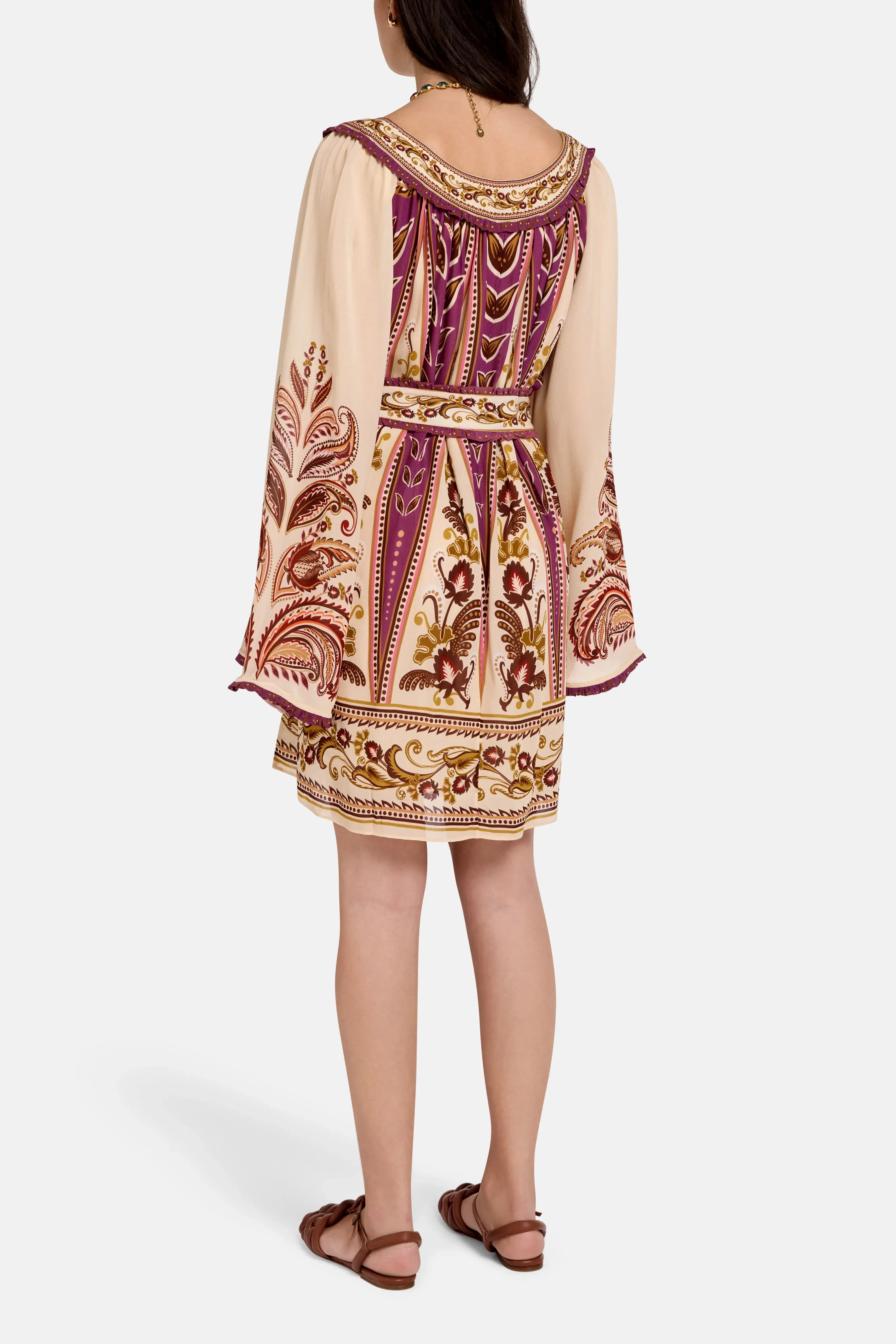 FARM Rio Delicate Ainika Sand Mini Dress in Brown