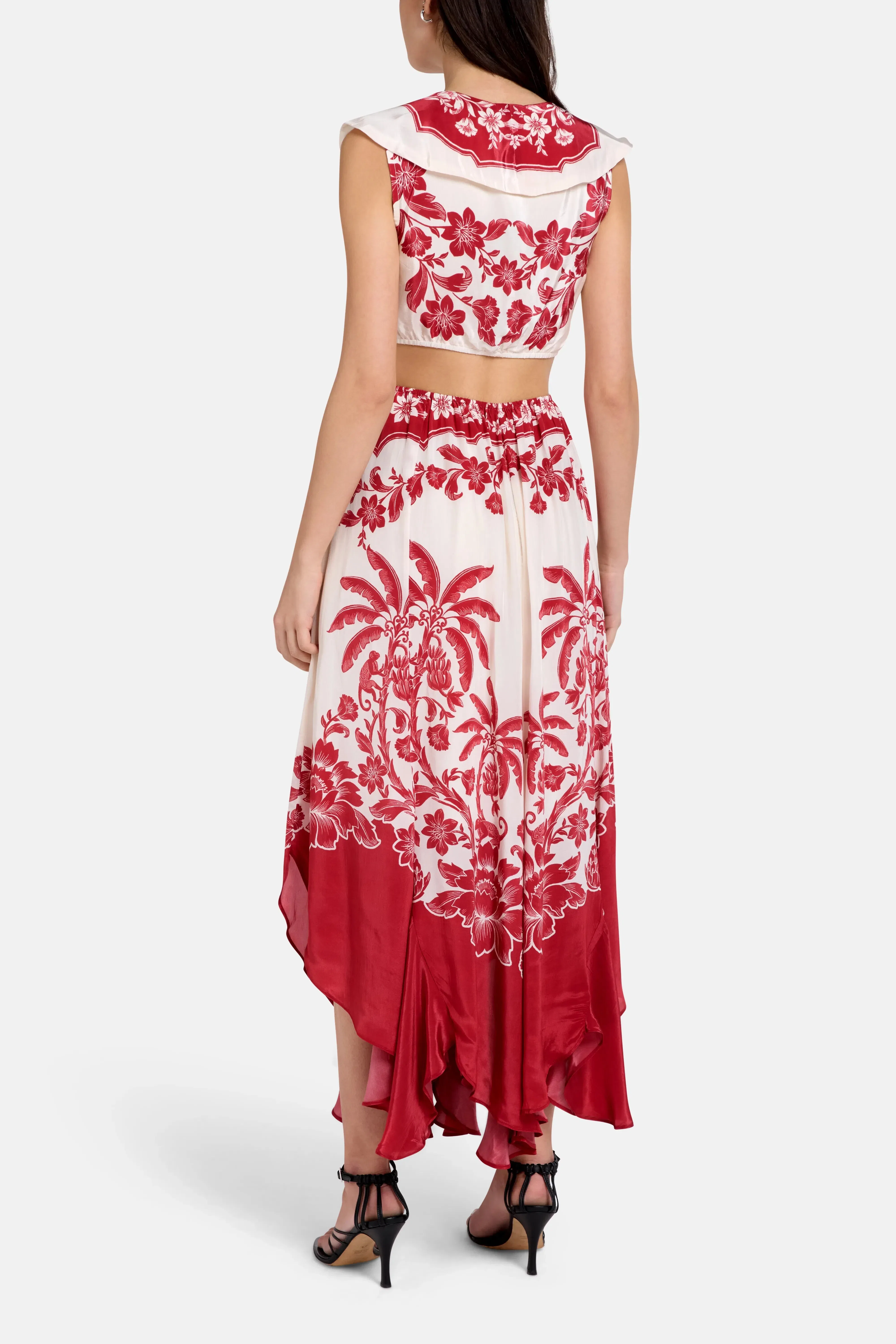 FARM Rio Guanacaste Sand Cut Out Sleeveless Midi Dress in Red