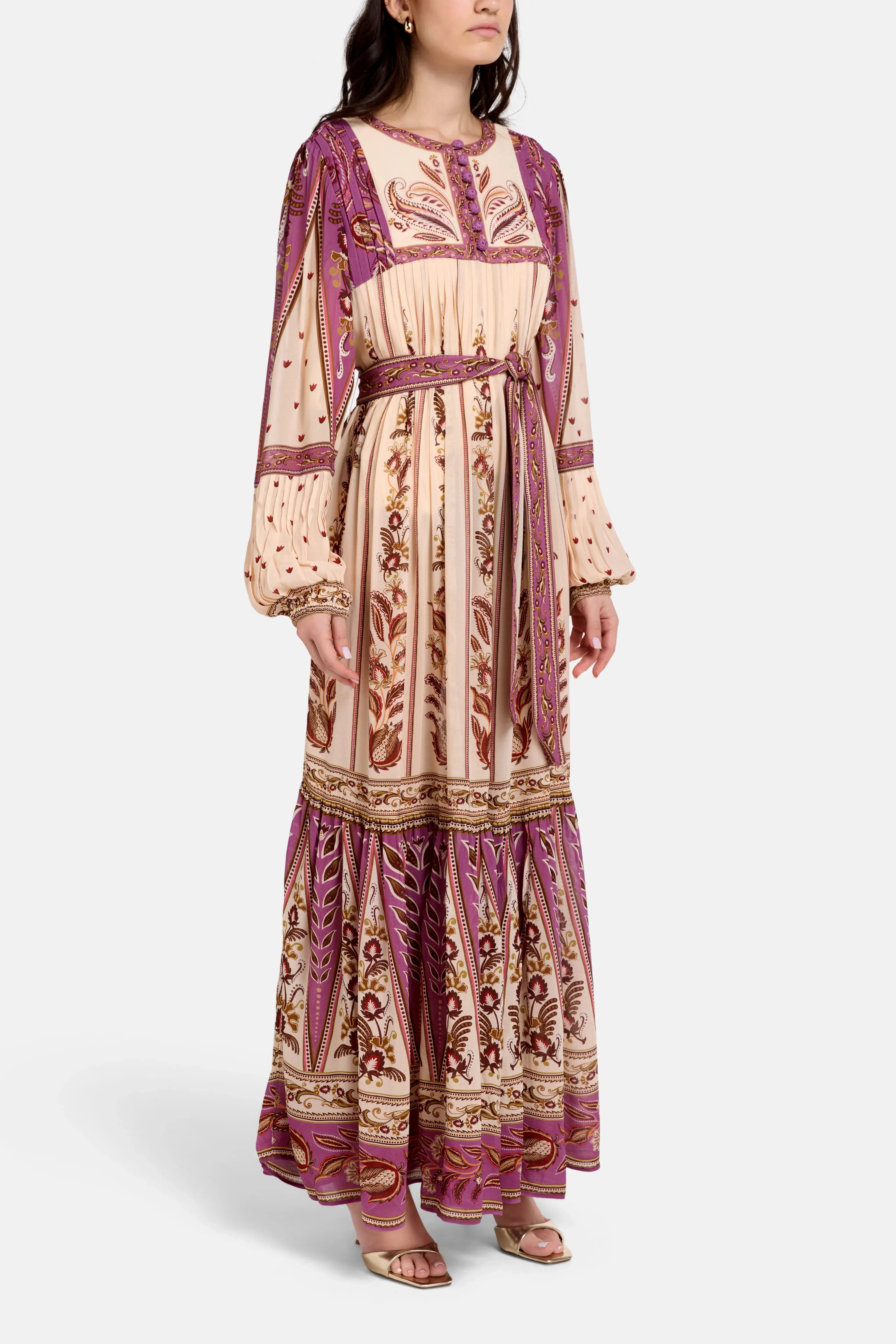 FARM Rio Delicate Ainika Sand Maxi Dress in Brown