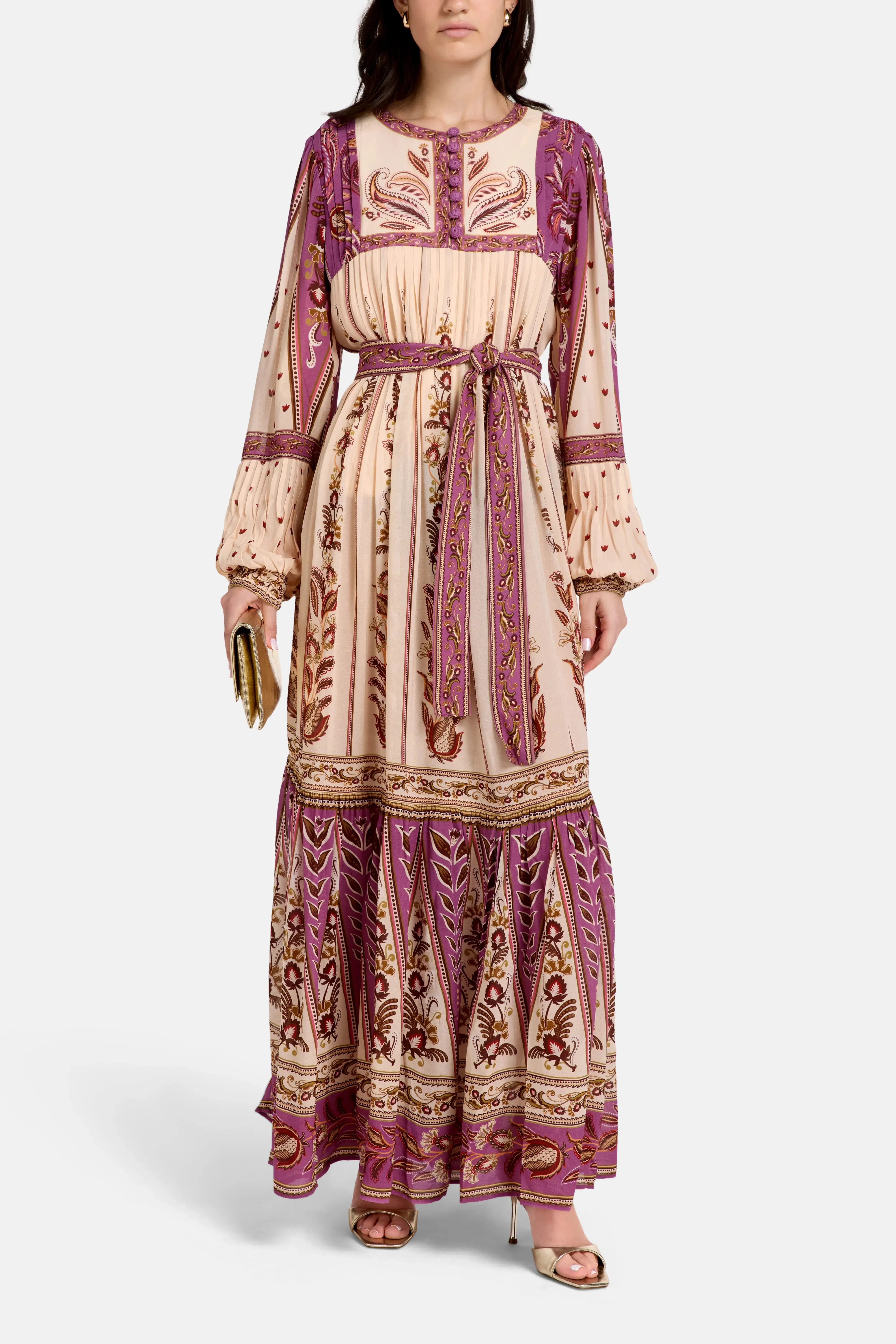 FARM Rio Delicate Ainika Sand Maxi Dress in Brown