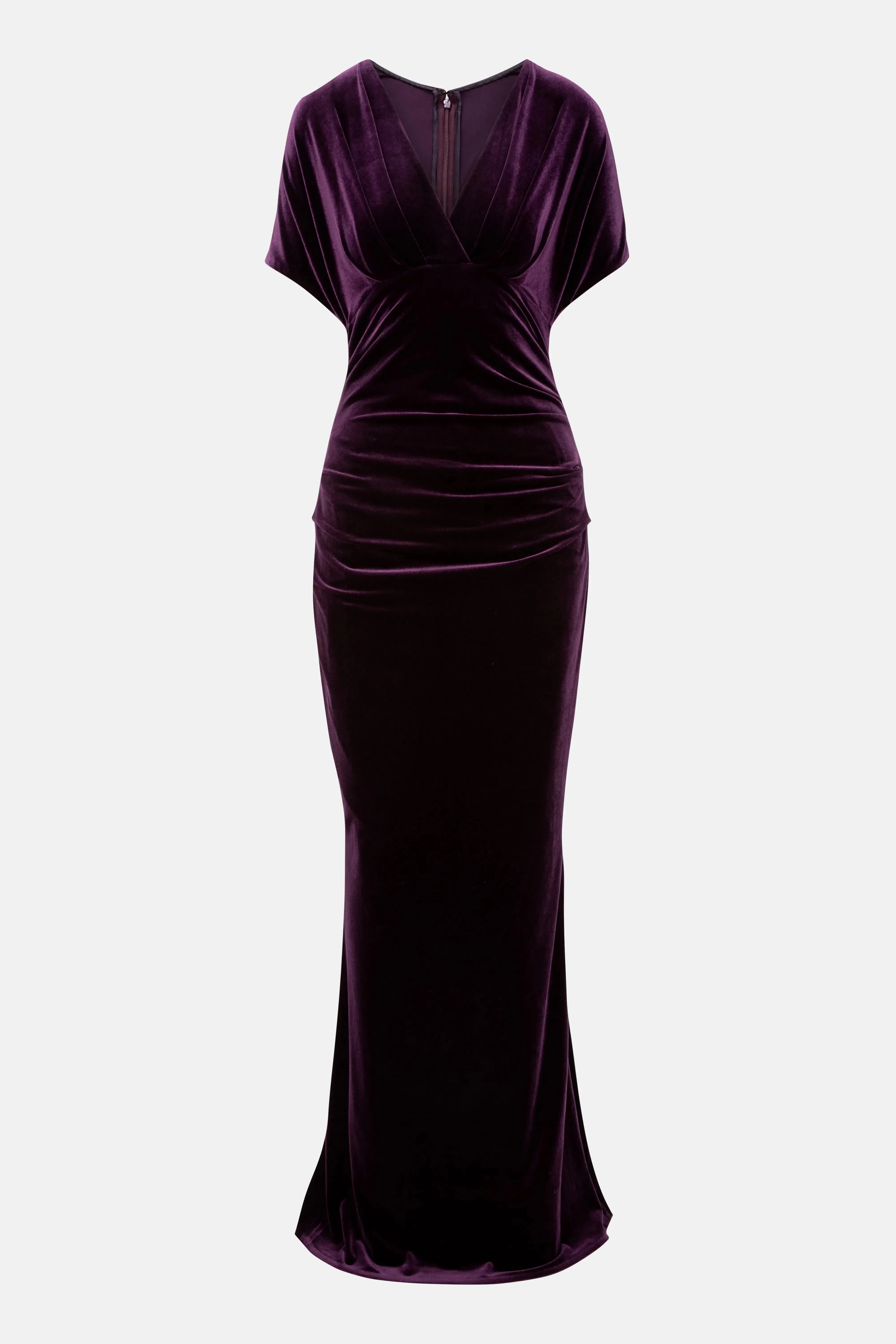 Talbot Runhof Stretch Velvet Evening Dress in Purple