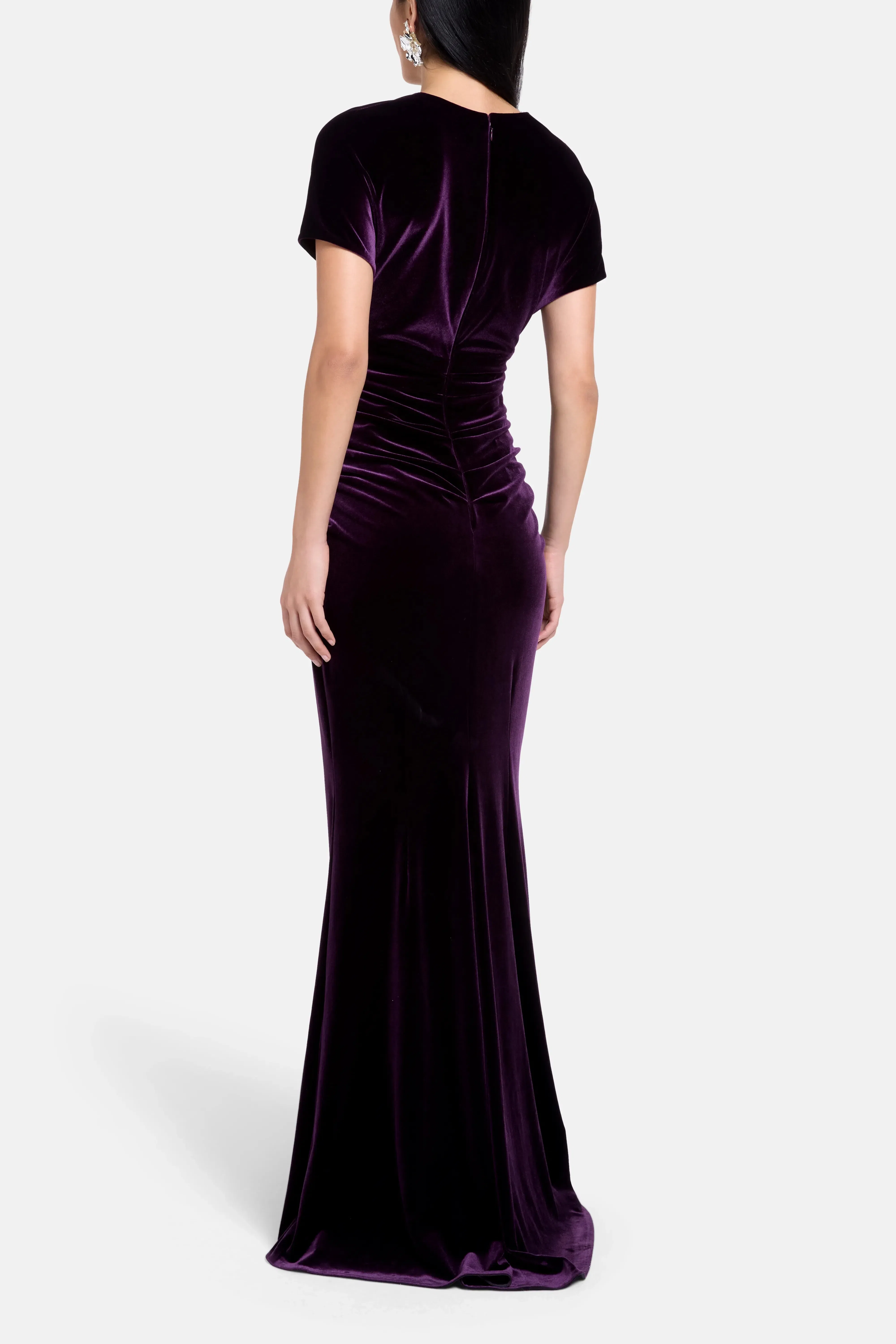 Talbot Runhof Stretch Velvet Evening Dress in Purple