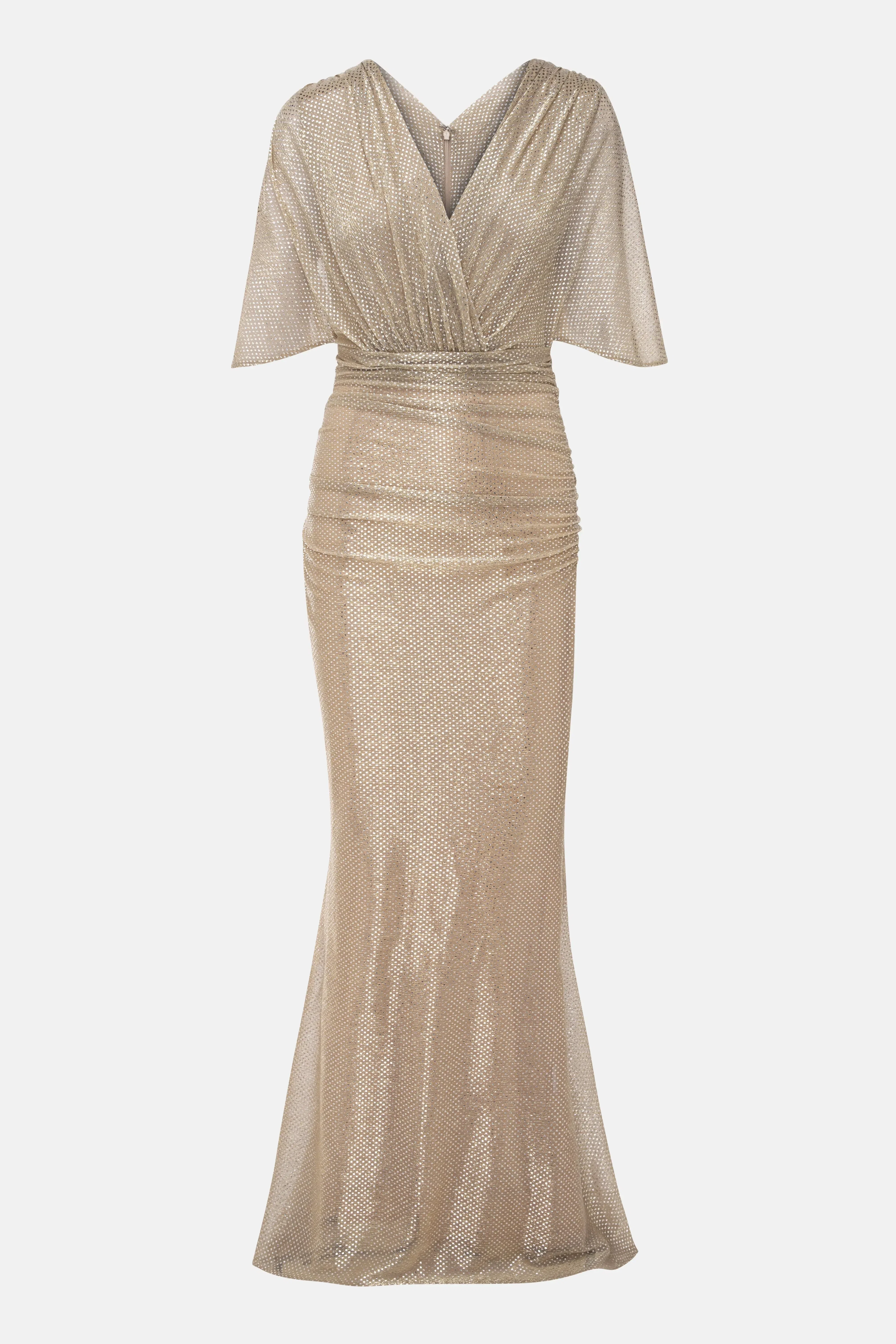 Talbot Runhof Mermaid Voile Shimmer Evening Dress in Gold