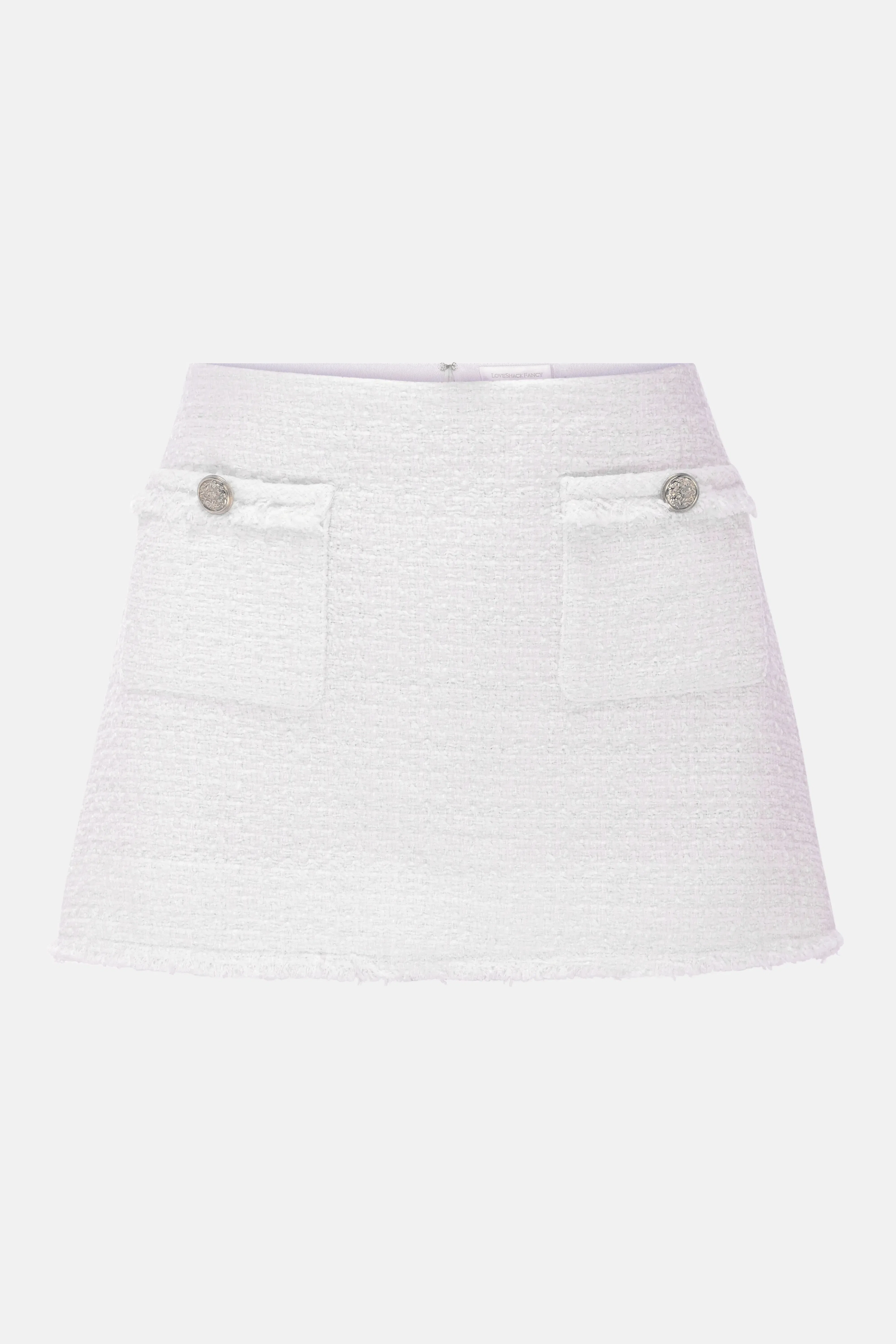 LoveShackFancy Breya Wool Mini Skirt In Cream