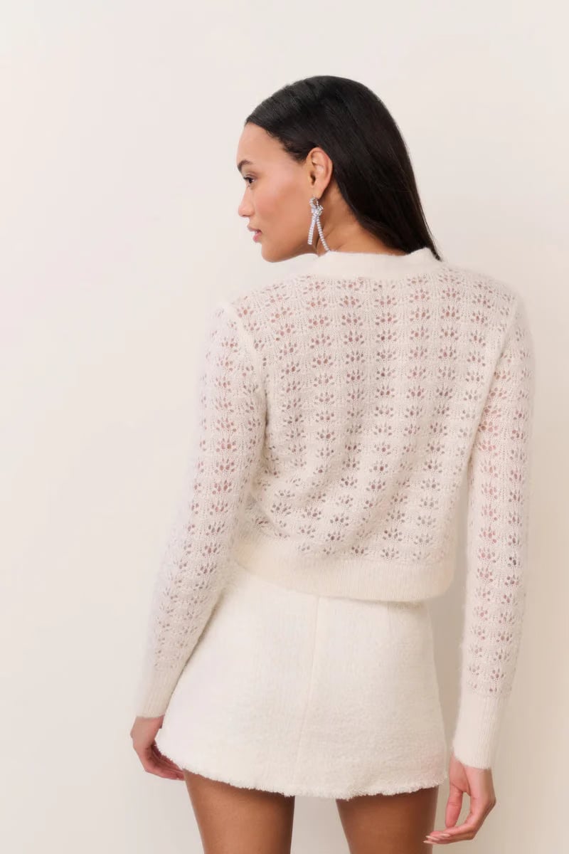 LoveShackFancy Breya Wool Mini Skirt In Cream
