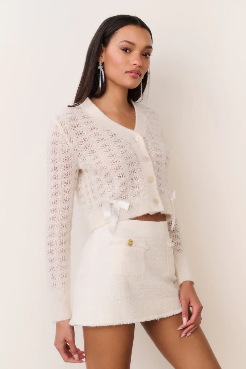 LoveShackFancy Breya Wool Mini Skirt In Cream