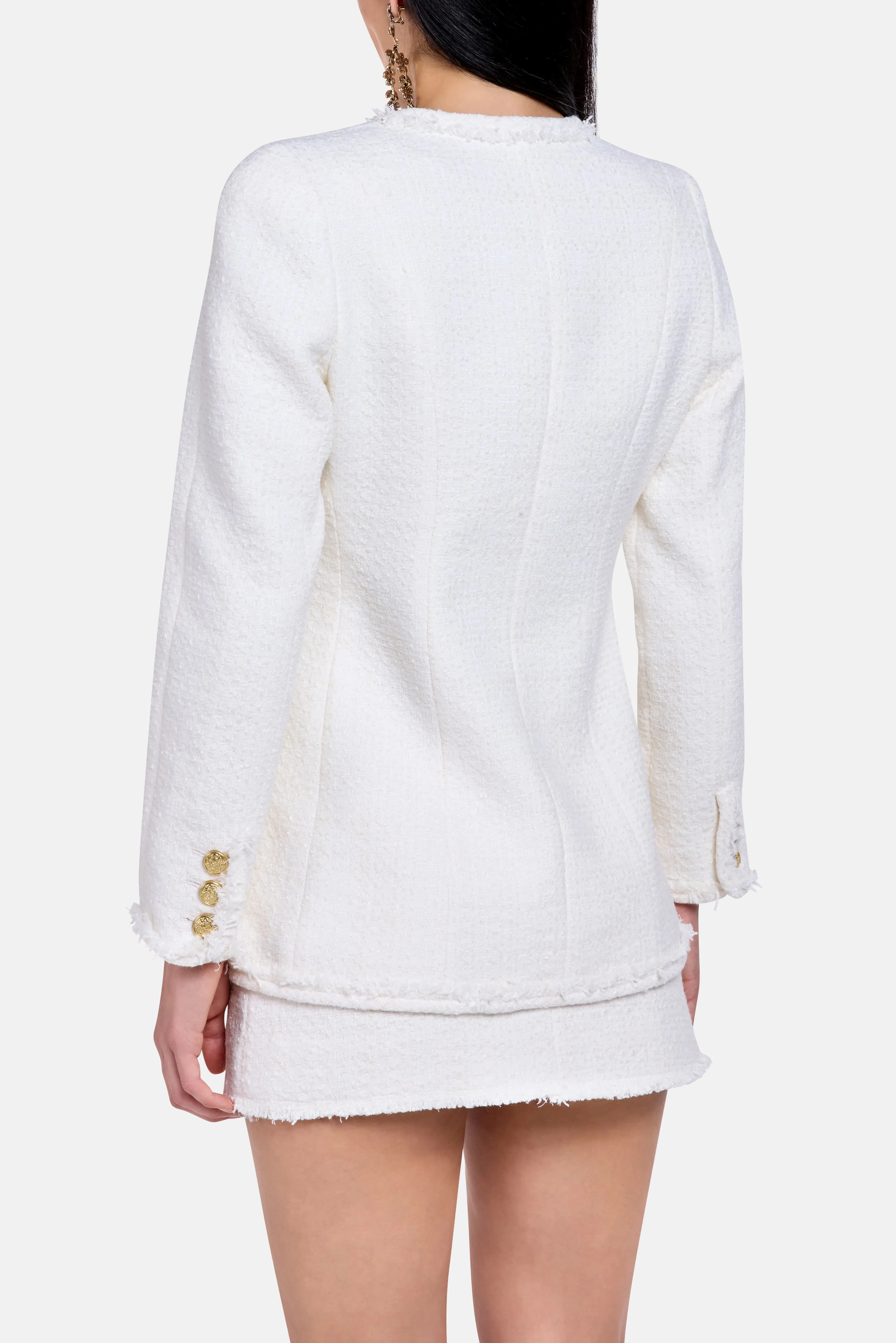 LoveShackFancy Adrina Embellishments Button Down Wool Jacket In Cream