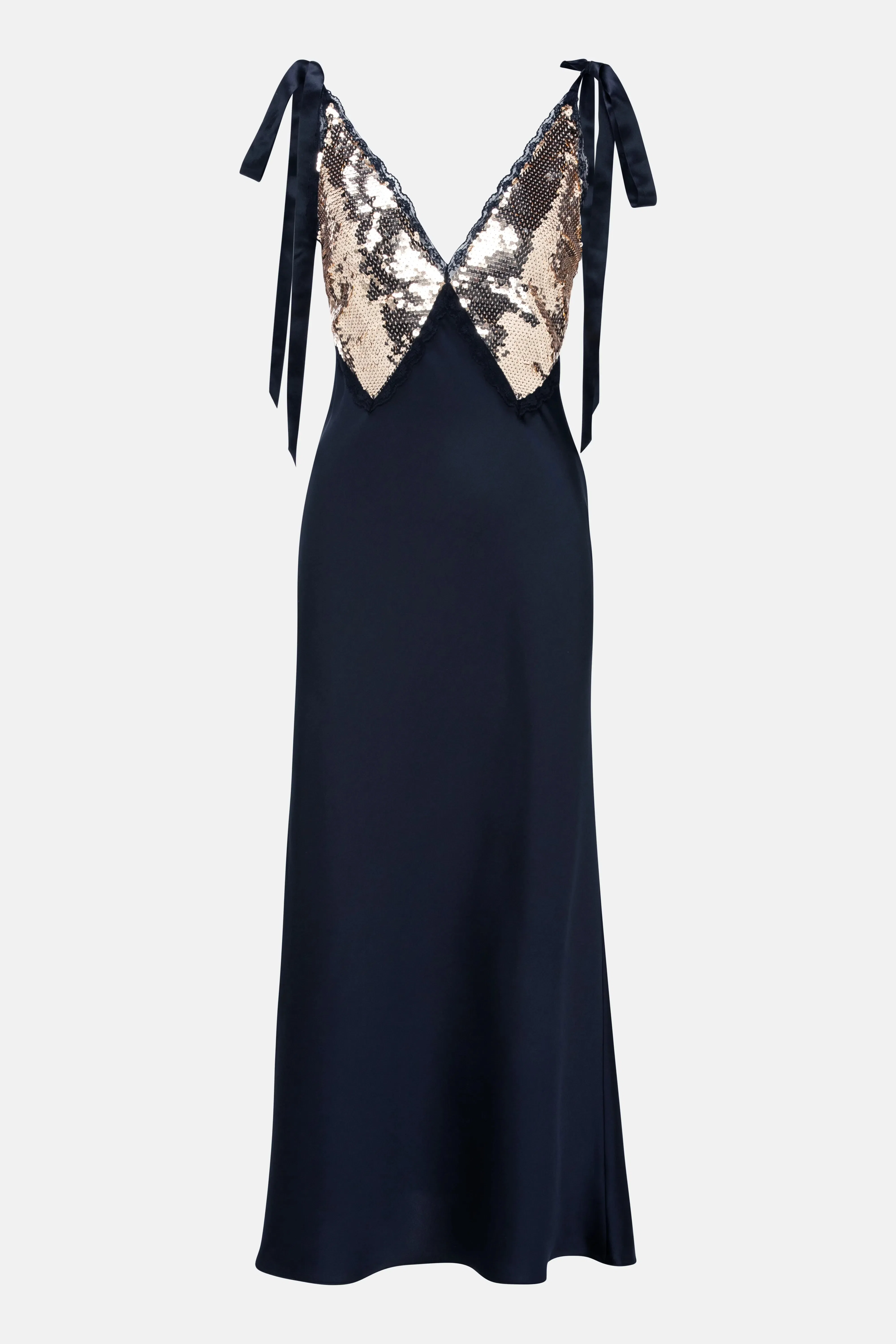 LoveShackFancy Talissa Sequins Sleeveless Evening Dress In Black