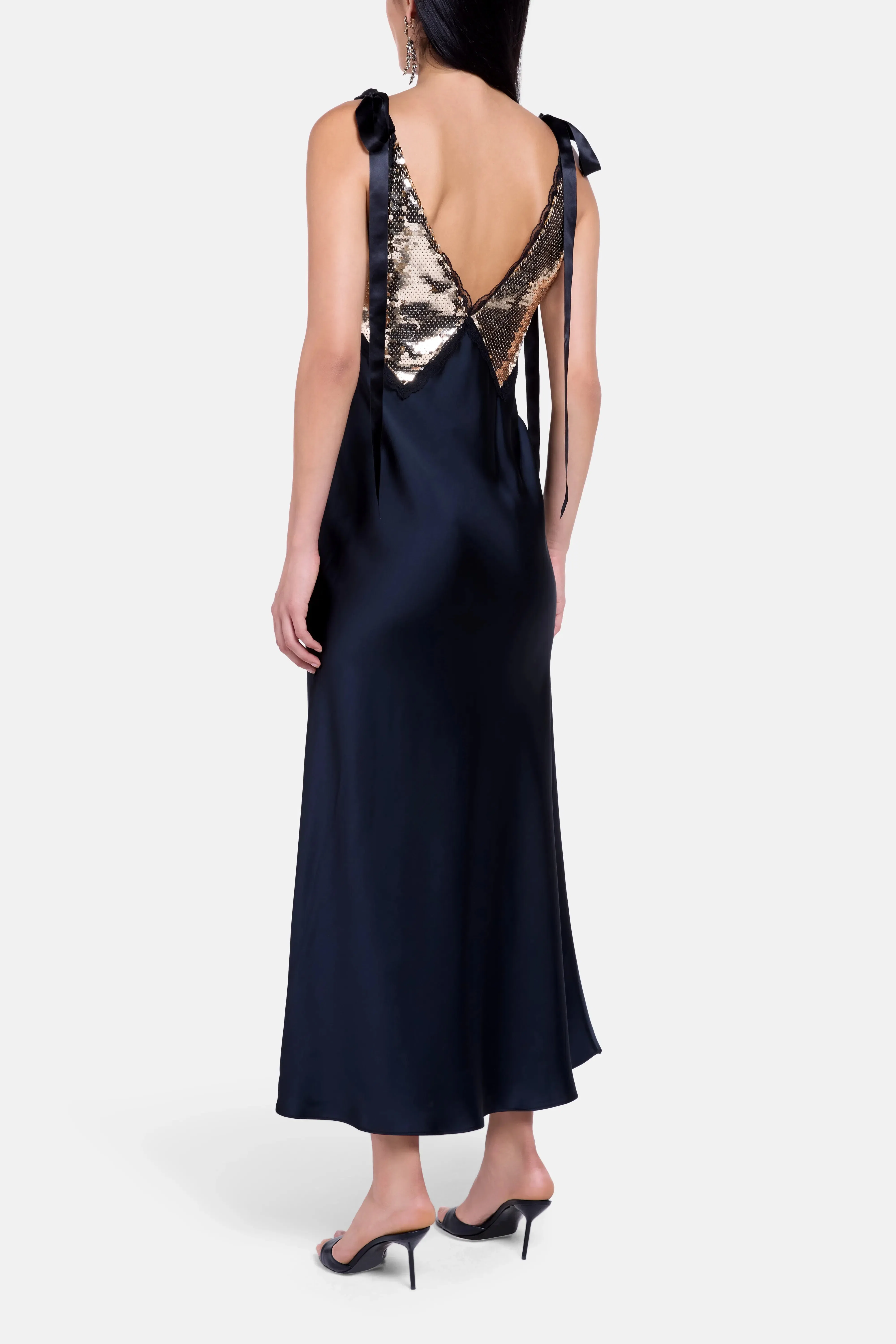 LoveShackFancy Talissa Sequins Sleeveless Evening Dress In Black