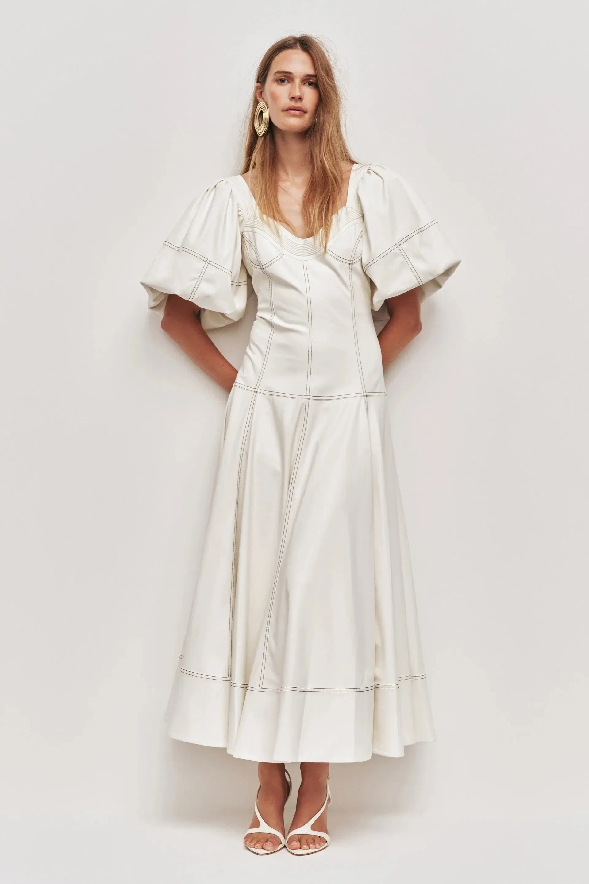 Aje Ether Puff Sleeves Maxi Dress In Beige