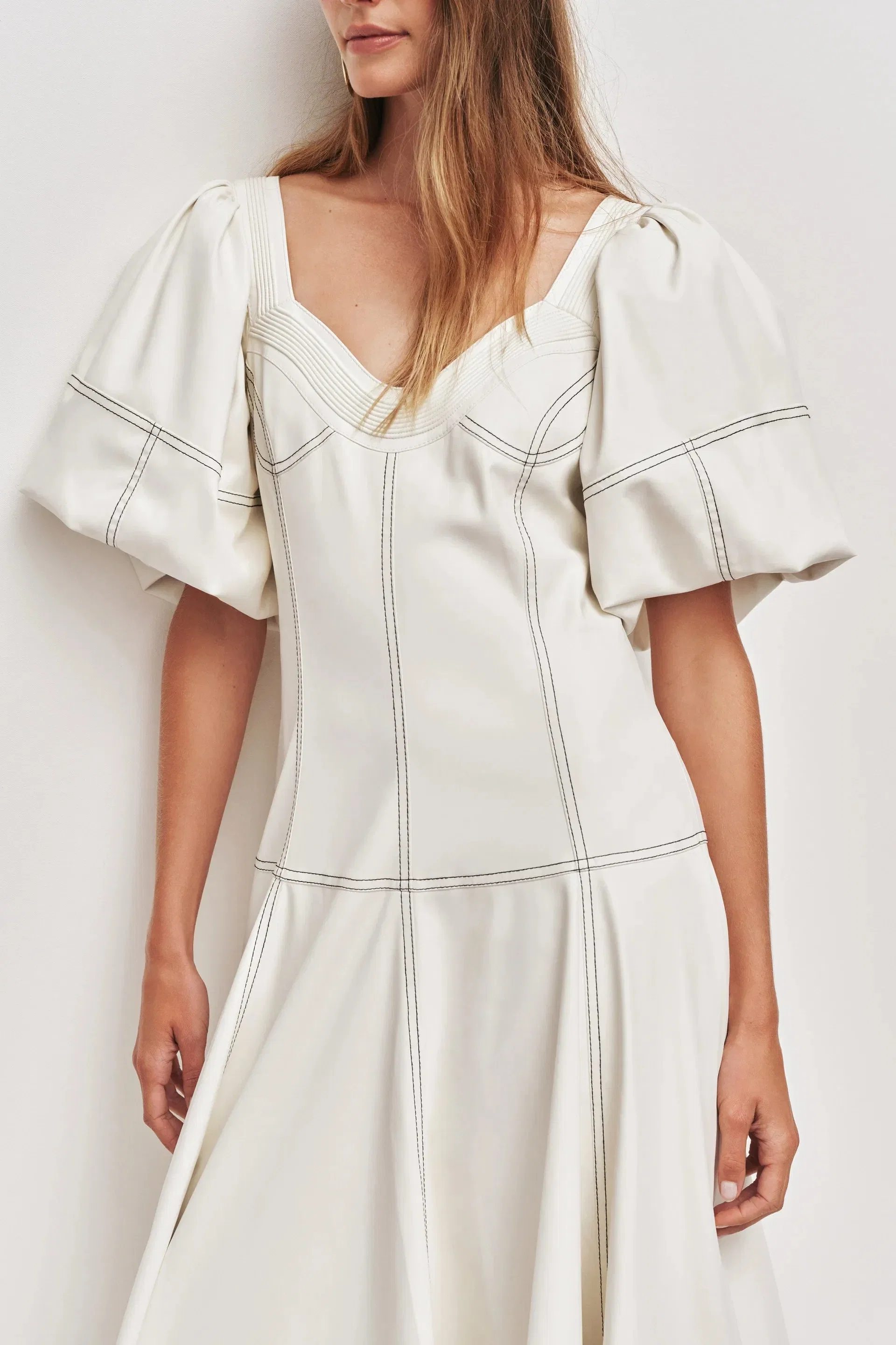 Aje Ether Puff Sleeves Maxi Dress In Beige