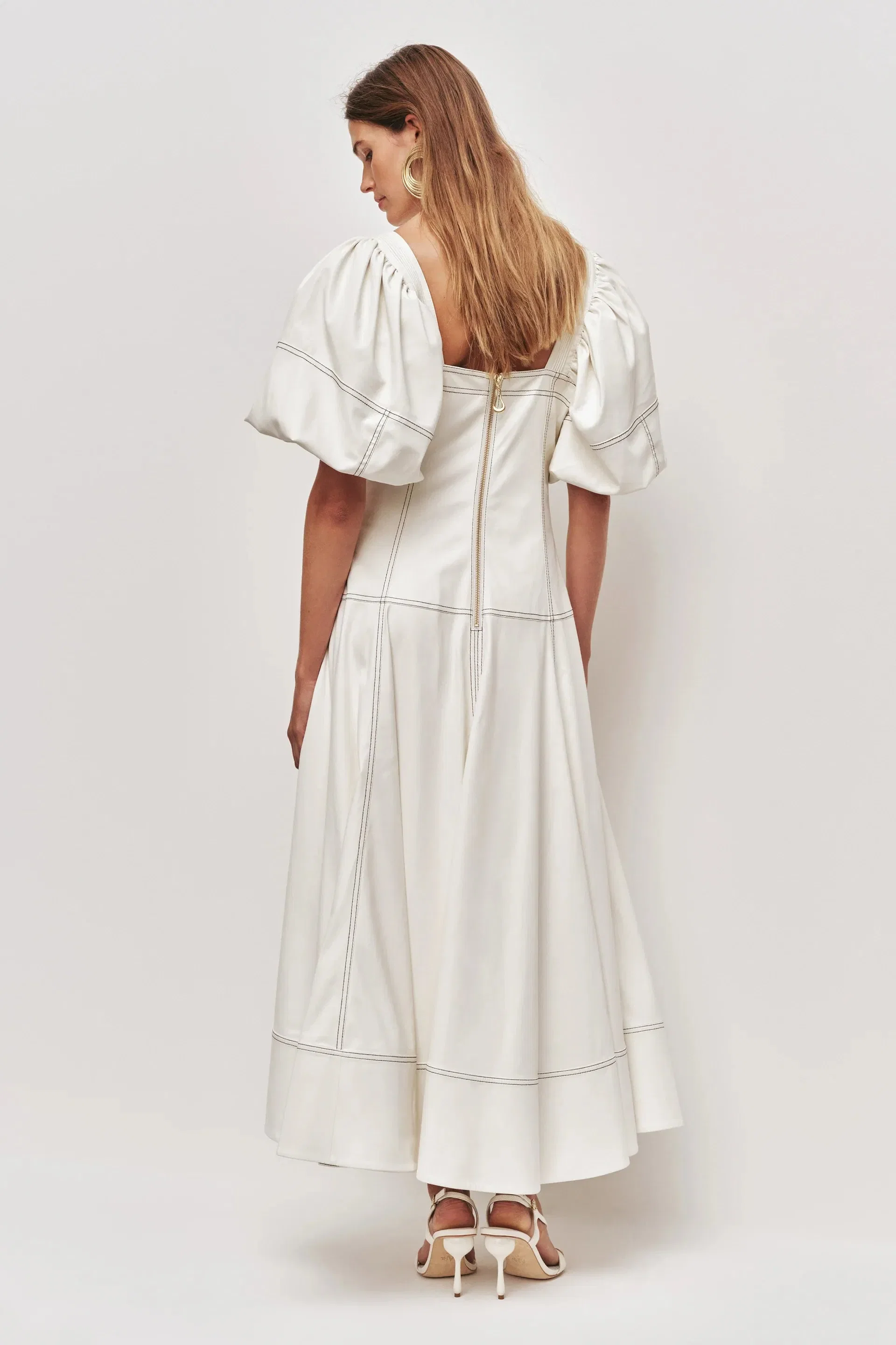 Aje Ether Puff Sleeves Maxi Dress In Beige