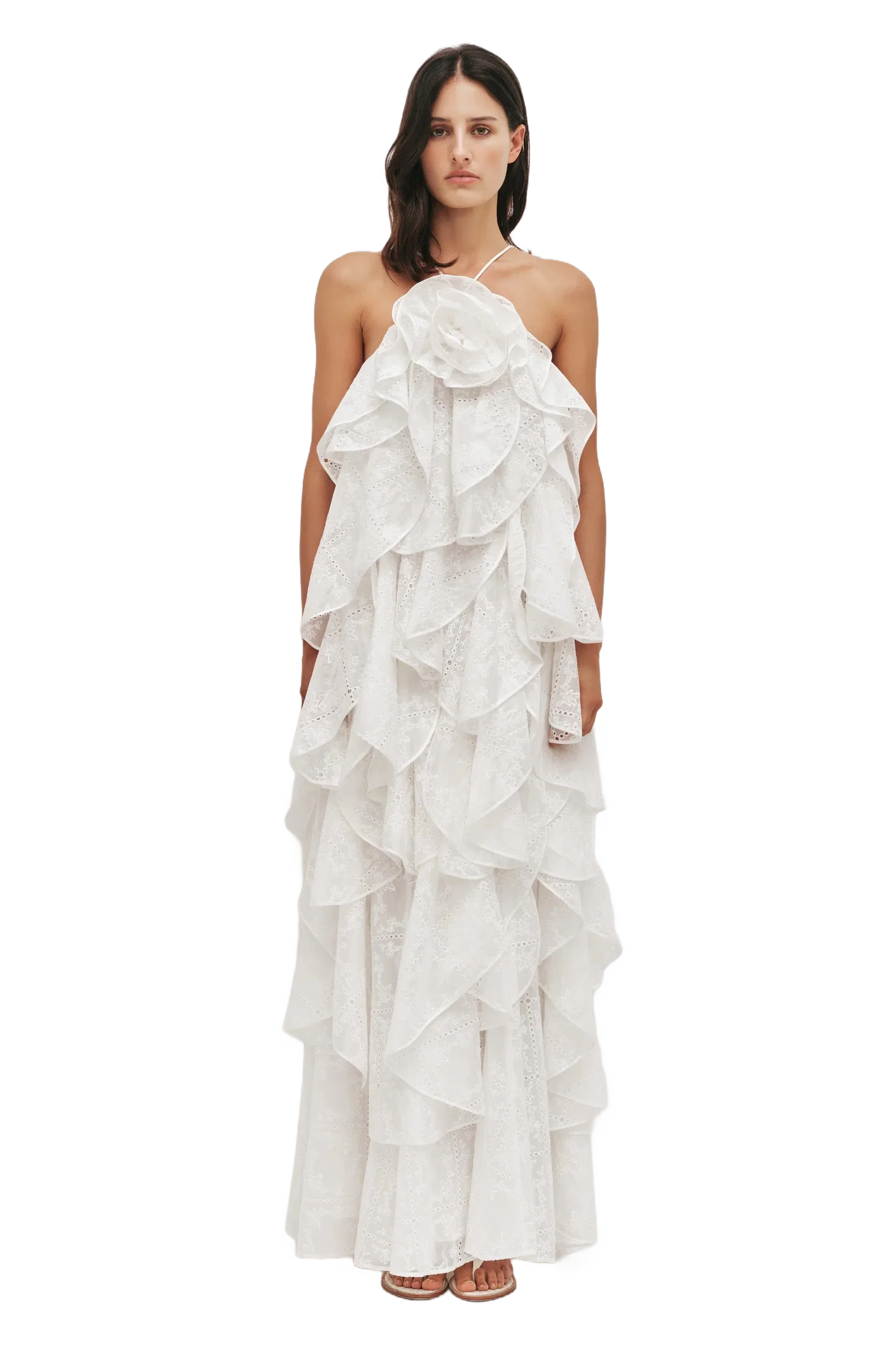 Aje Merritt Embroidered Maxi Dress In White
