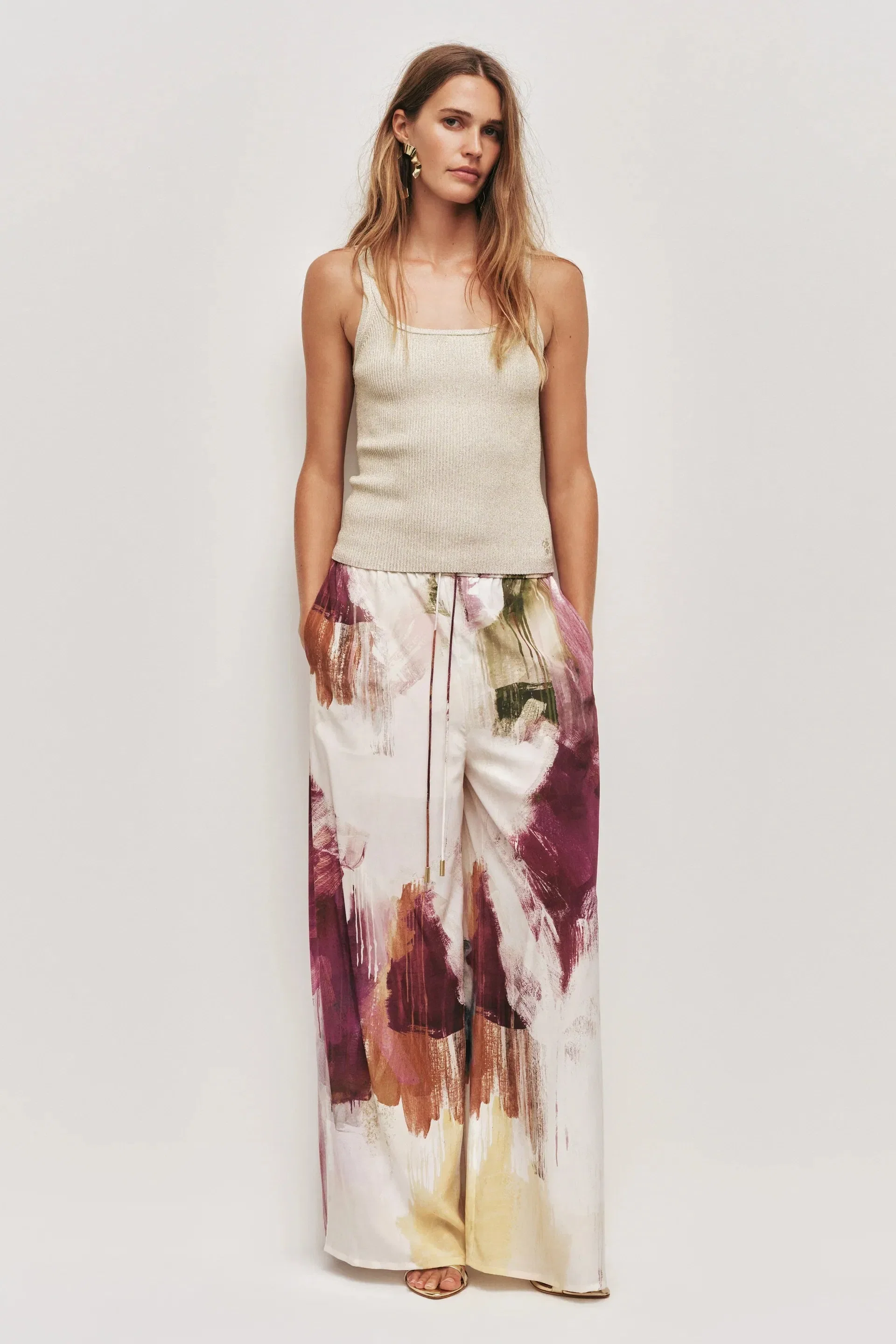 Aje Atomic Silk Wide Legged Pants In White