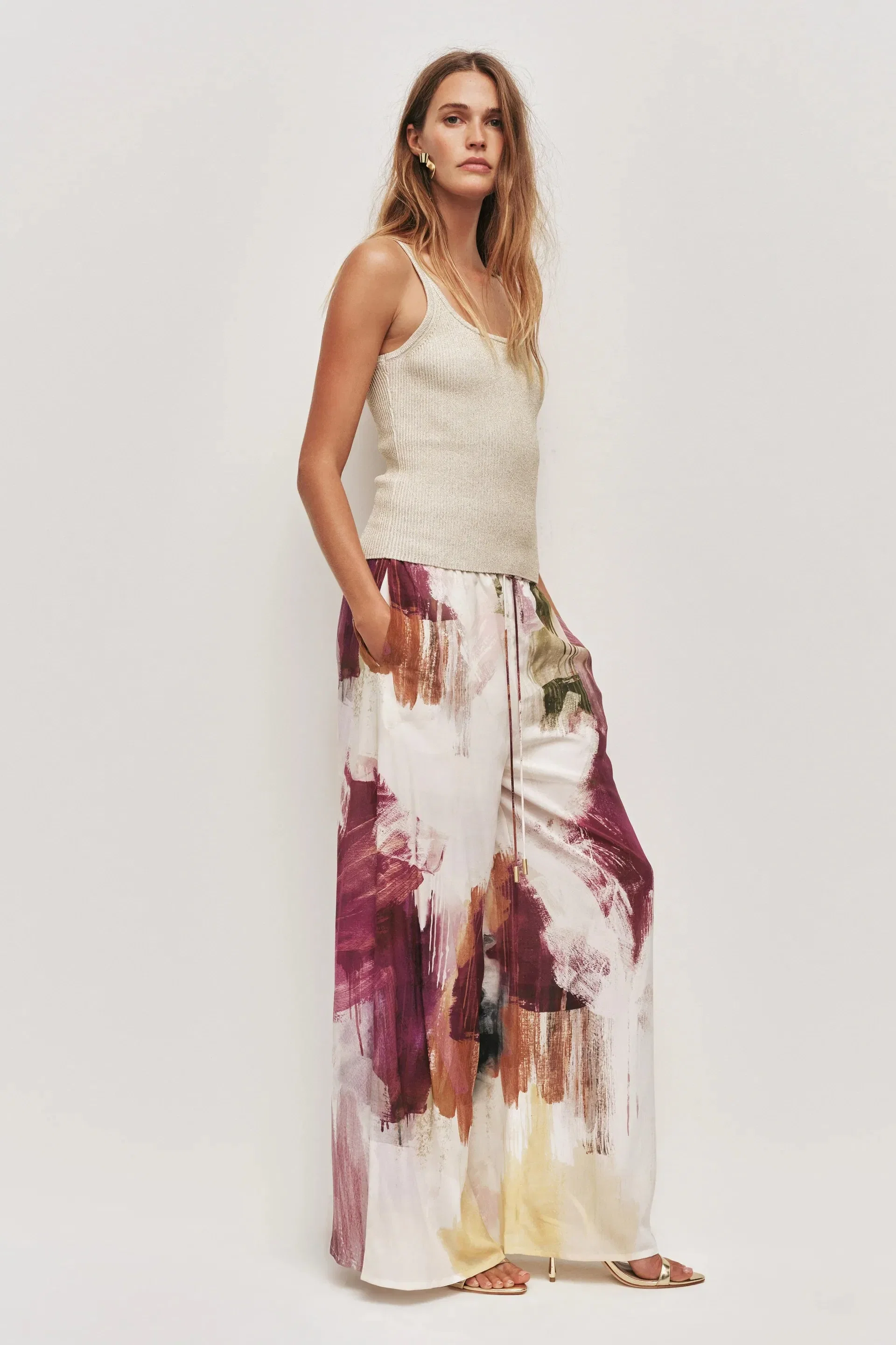 Aje Atomic Silk Wide Legged Pants In White