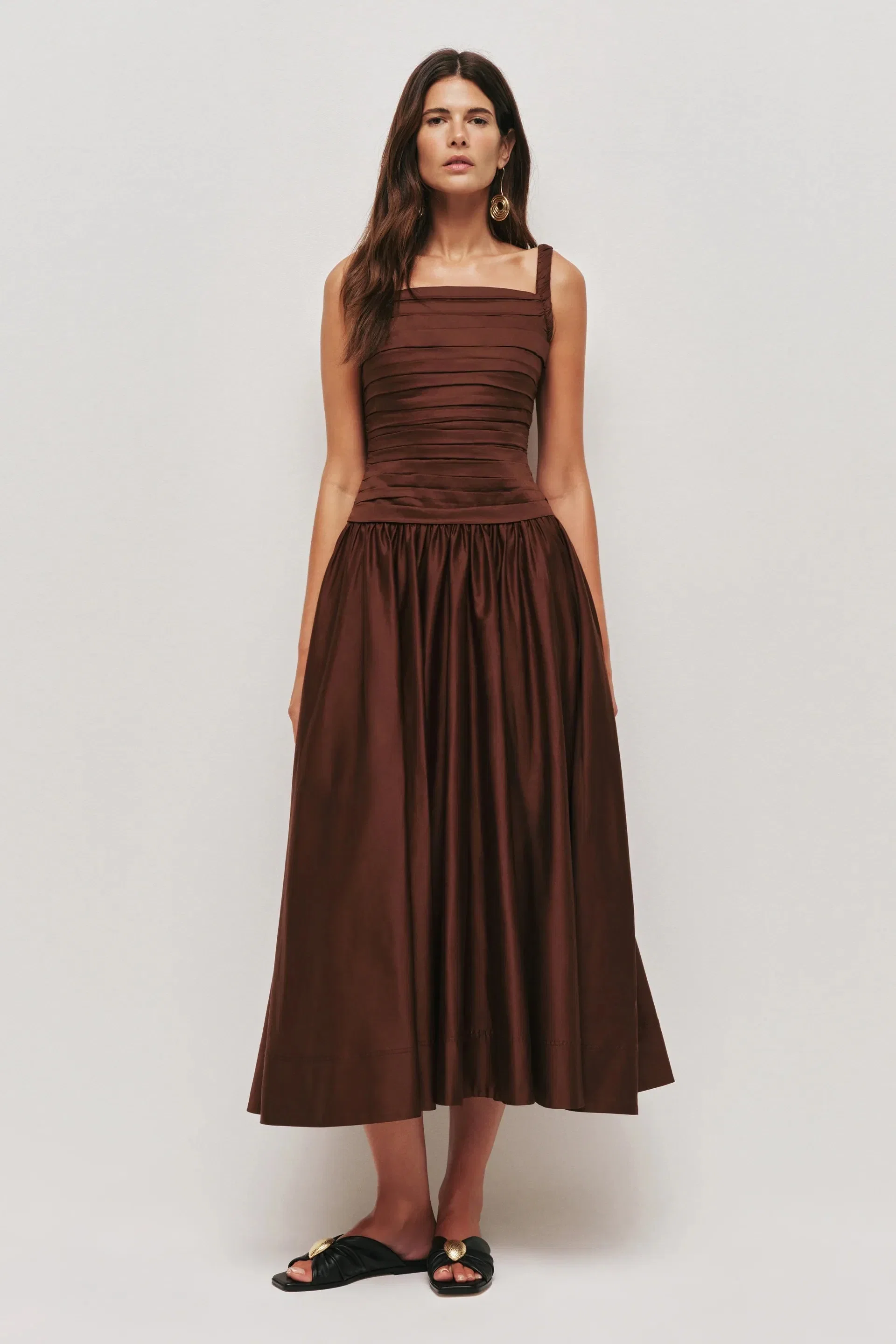 Aje Star Sleeveless Midi Dress Brown