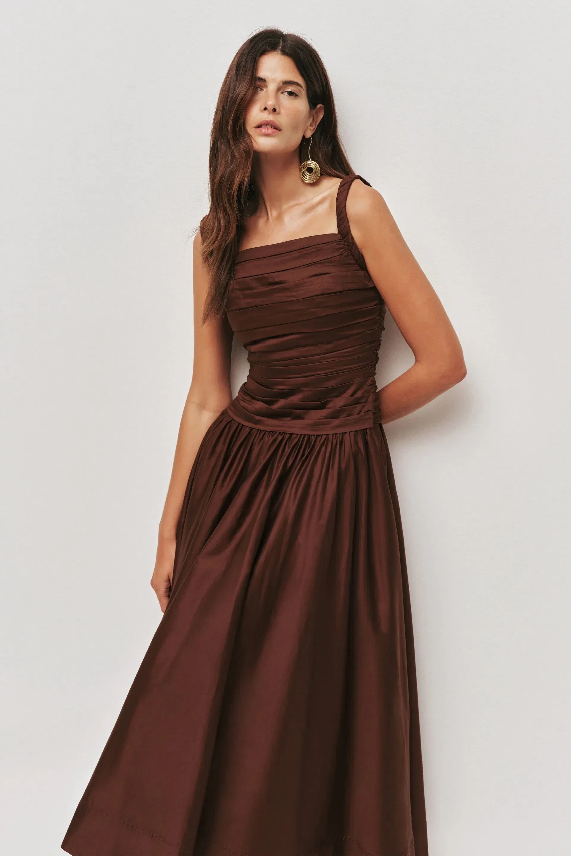 Aje Star Sleeveless Midi Dress Brown