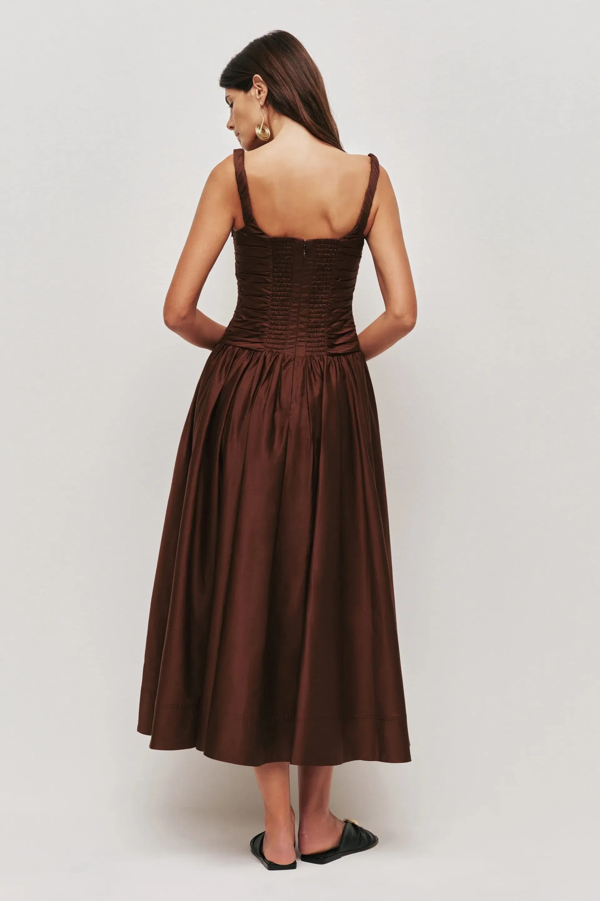 Aje Star Sleeveless Midi Dress Brown