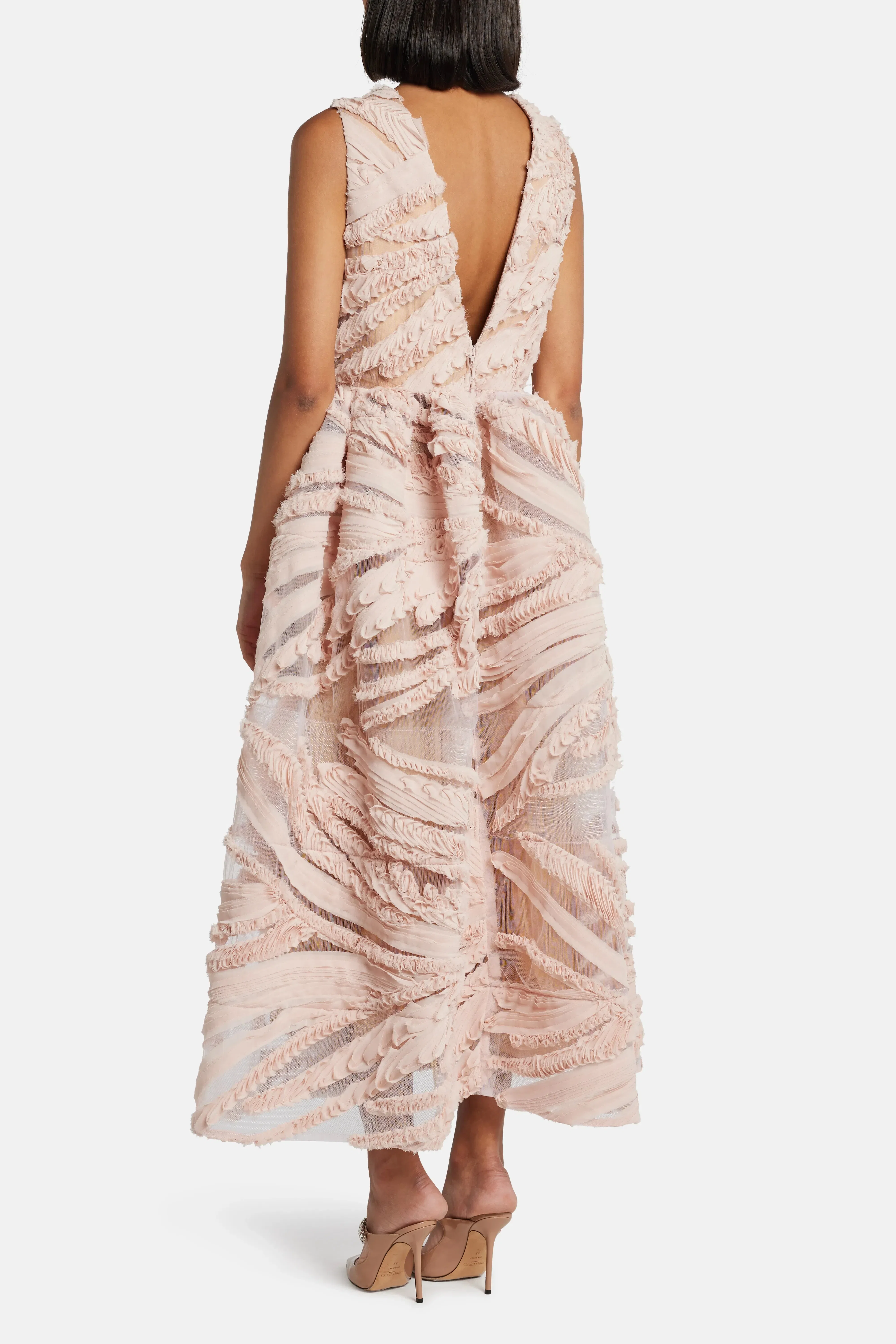 Greta Constantine Prinia V-Neck Midi Dress in Pink