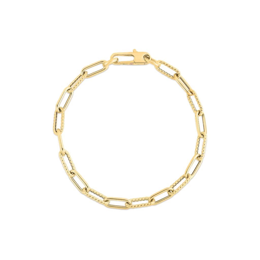 Roberto Coin 18k Yellow Gold Alternating Paperclip Link Bracelet