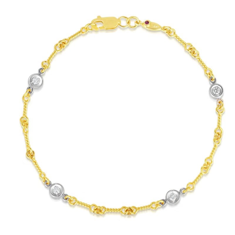 Roberto Coin 18k Yellow/White Four Station Dog Bone Bracelet