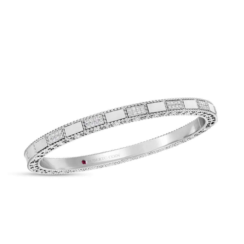 Roberto Coin 18k White Gold Mosaic Diamond Bangle