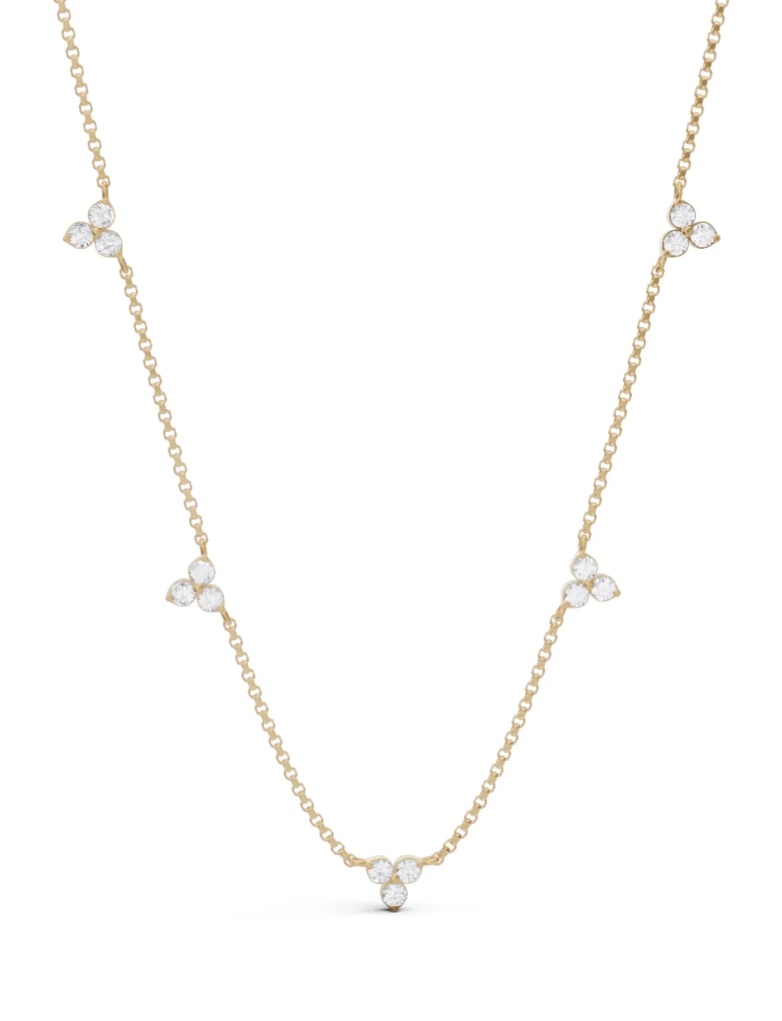 Roberto Coin 18k Yellow Gold 5 Station Diamond Flower Necklace