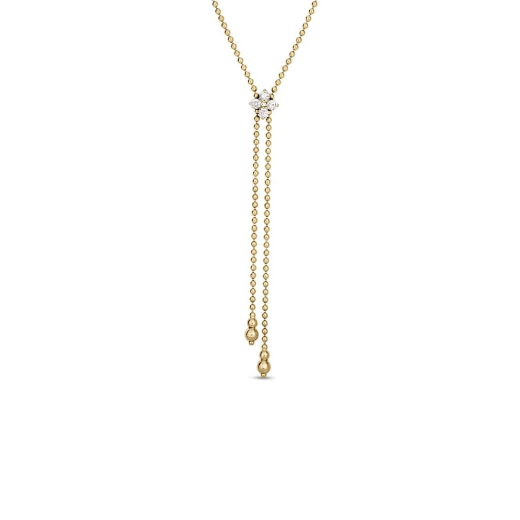 Roberto Coin 18k Yellow Gold Diamond Flower Lariat Necklace