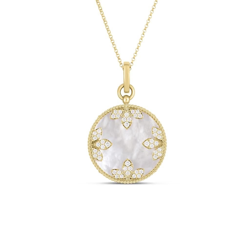 Roberto Coin 18k Yellow Gold Mother of Pearl Medallion Necklace