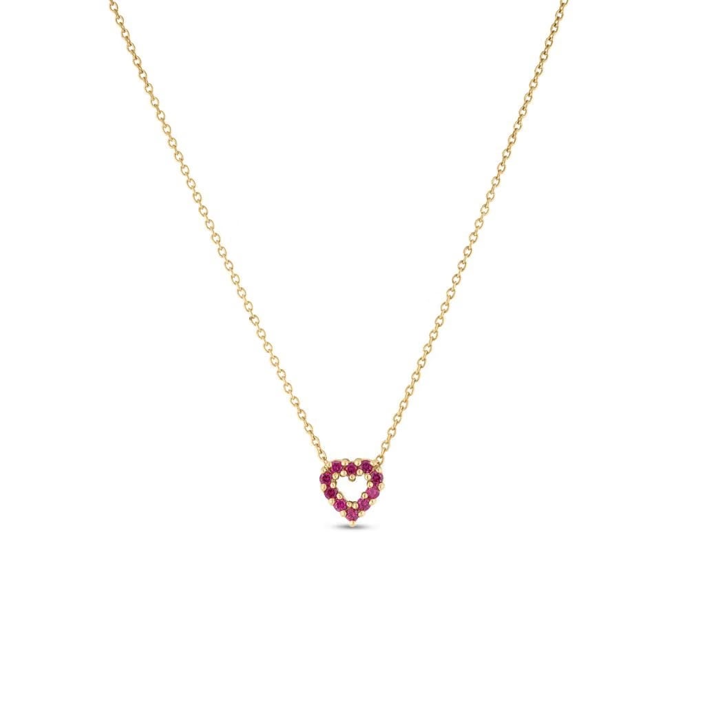Roberto Coin 18k Yellow Gold Ruby and Diamond Heart Necklace