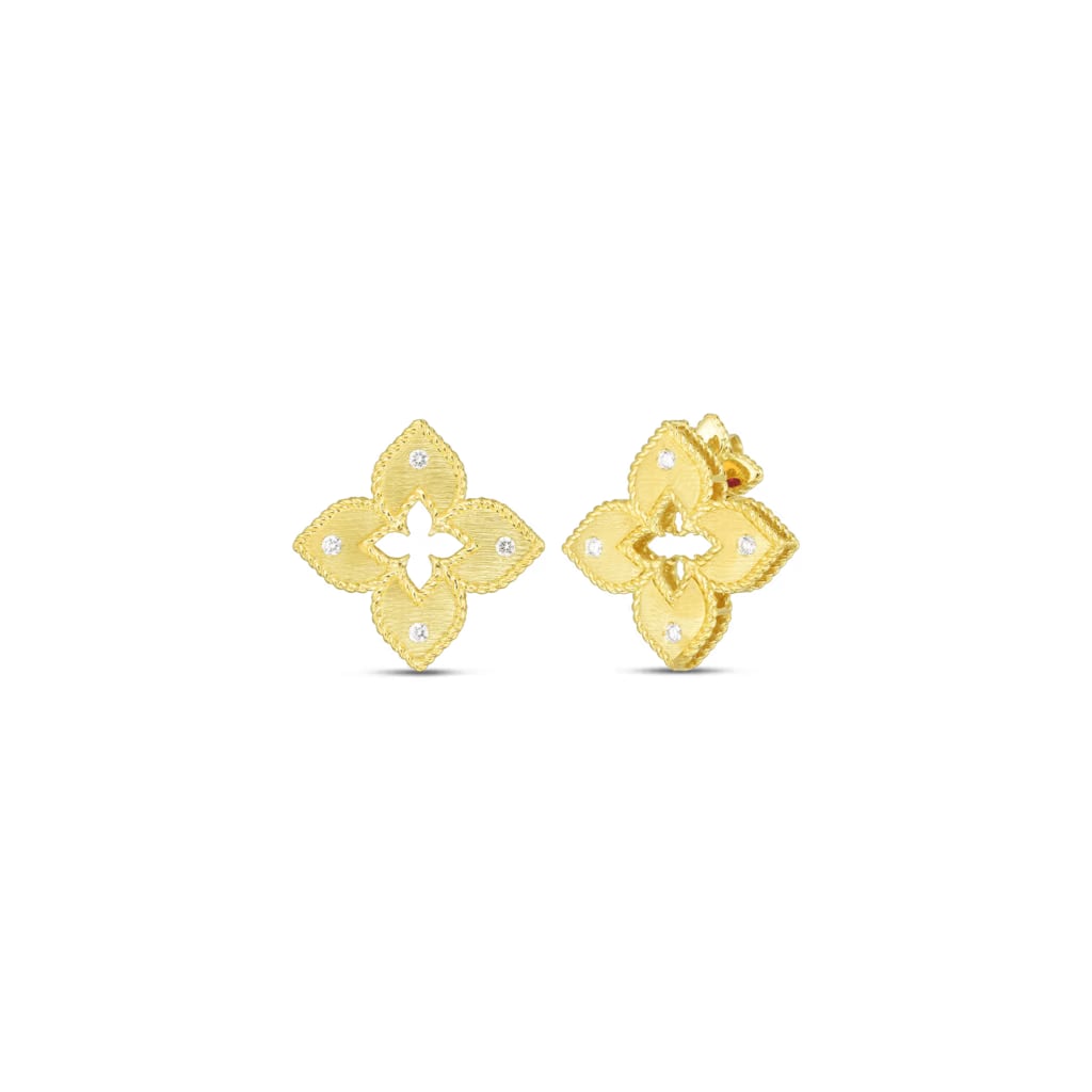 Roberto Coin 18k Gold Diamond Stud Flower Earrings