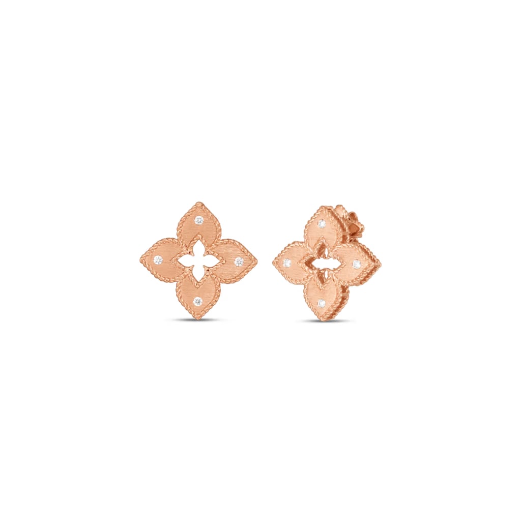 Roberto Coin 18k Gold Diamond Stud Flower Earrings