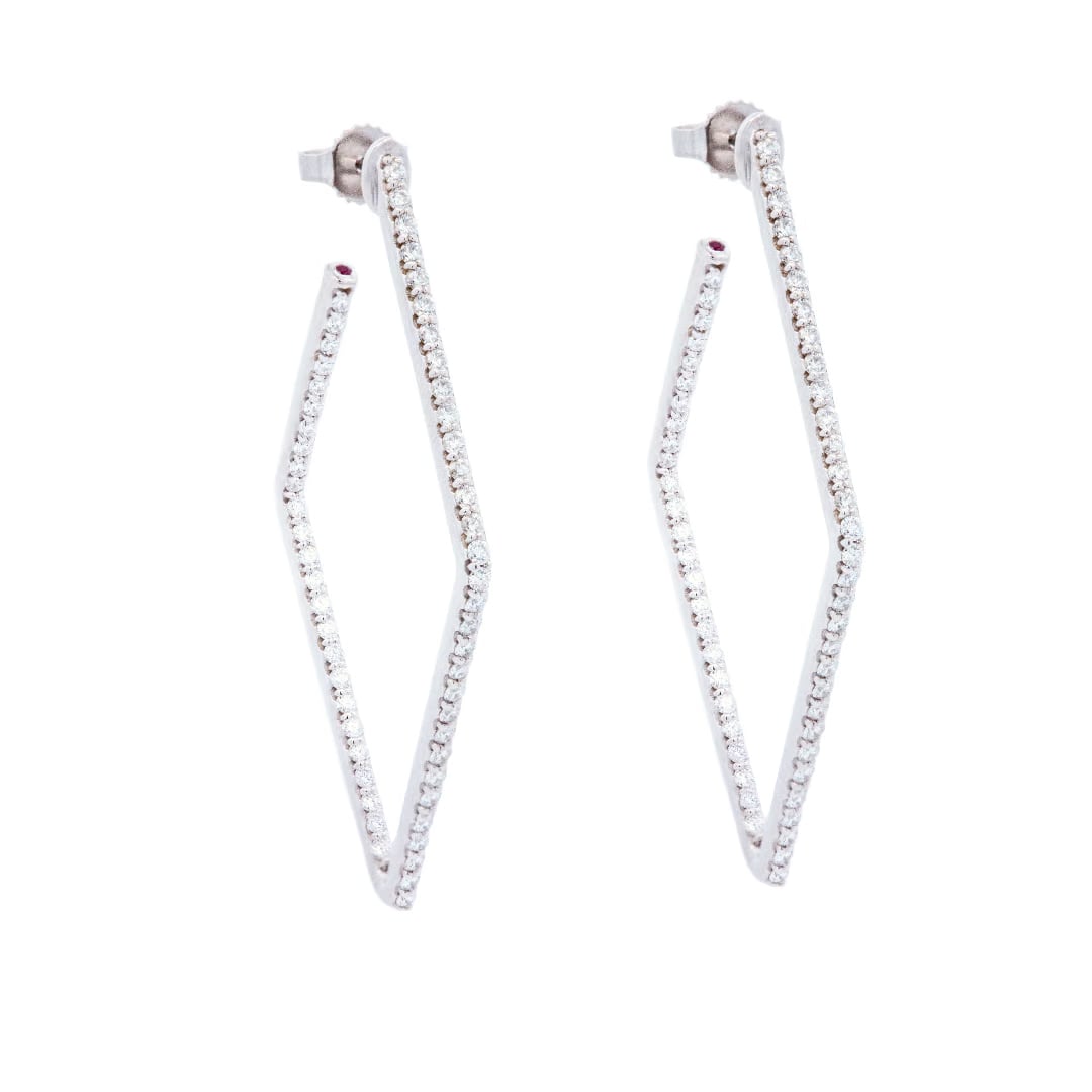 Roberto Coin 18k White Gold Diamond Hoop Earrings