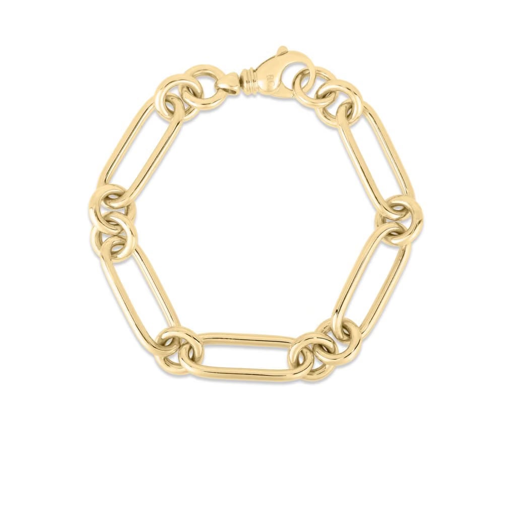 Roberto Coin 18k Yellow Gold Oro Classic Mixed Link Bracelet