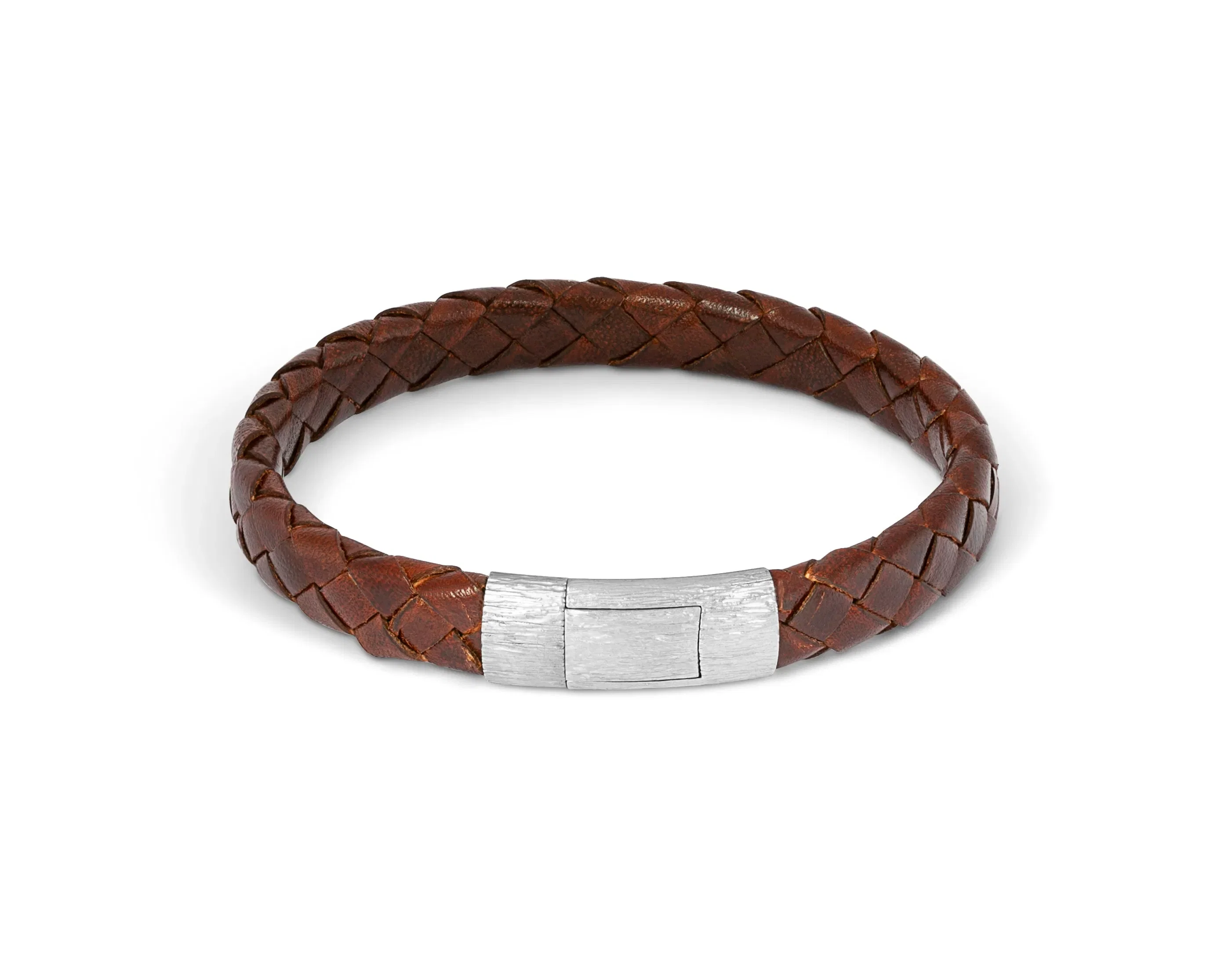 Tateossian Graffiato bracelet in Italian brown leather with black rhodium plated sterling silver