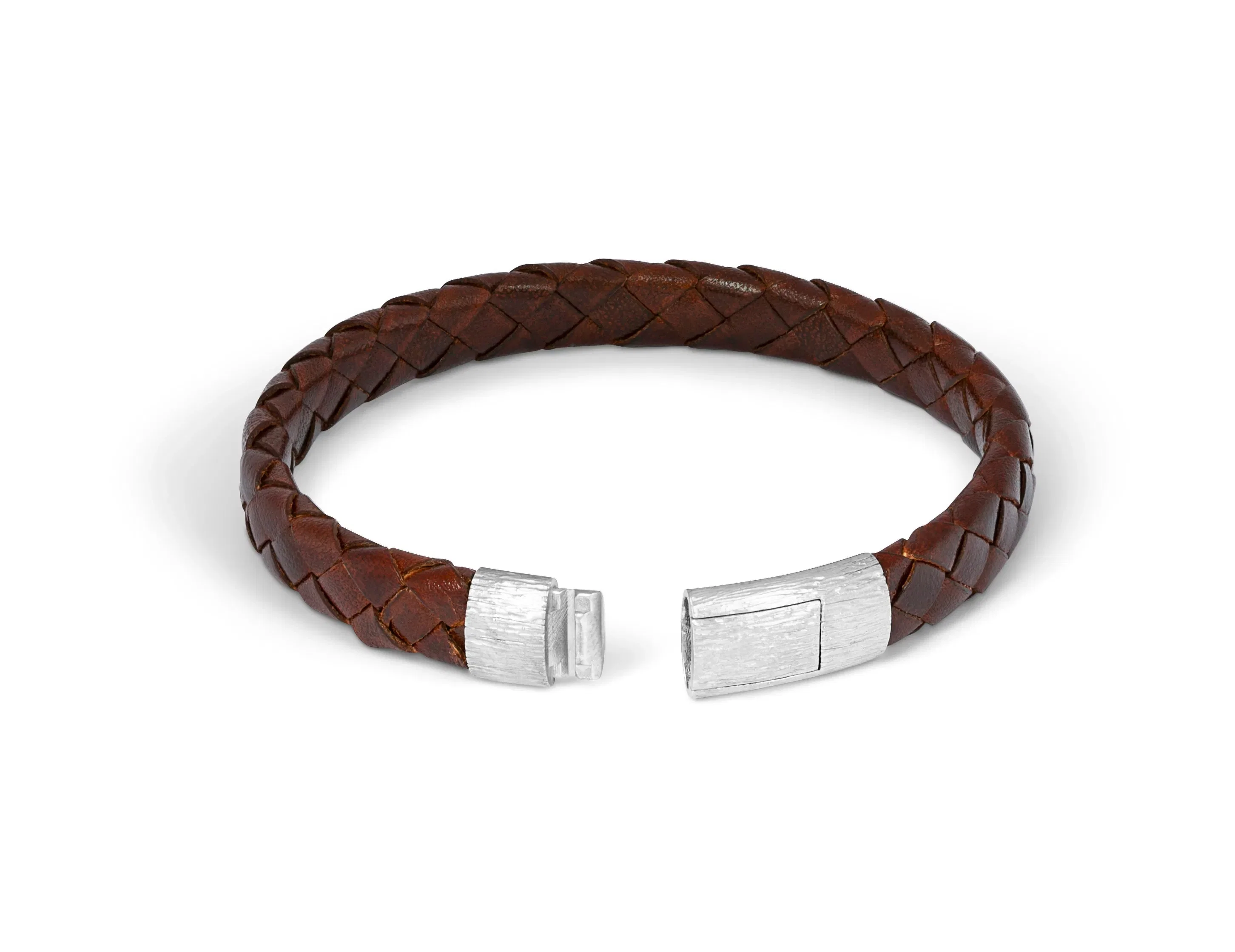Tateossian Graffiato bracelet in Italian brown leather with black rhodium plated sterling silver