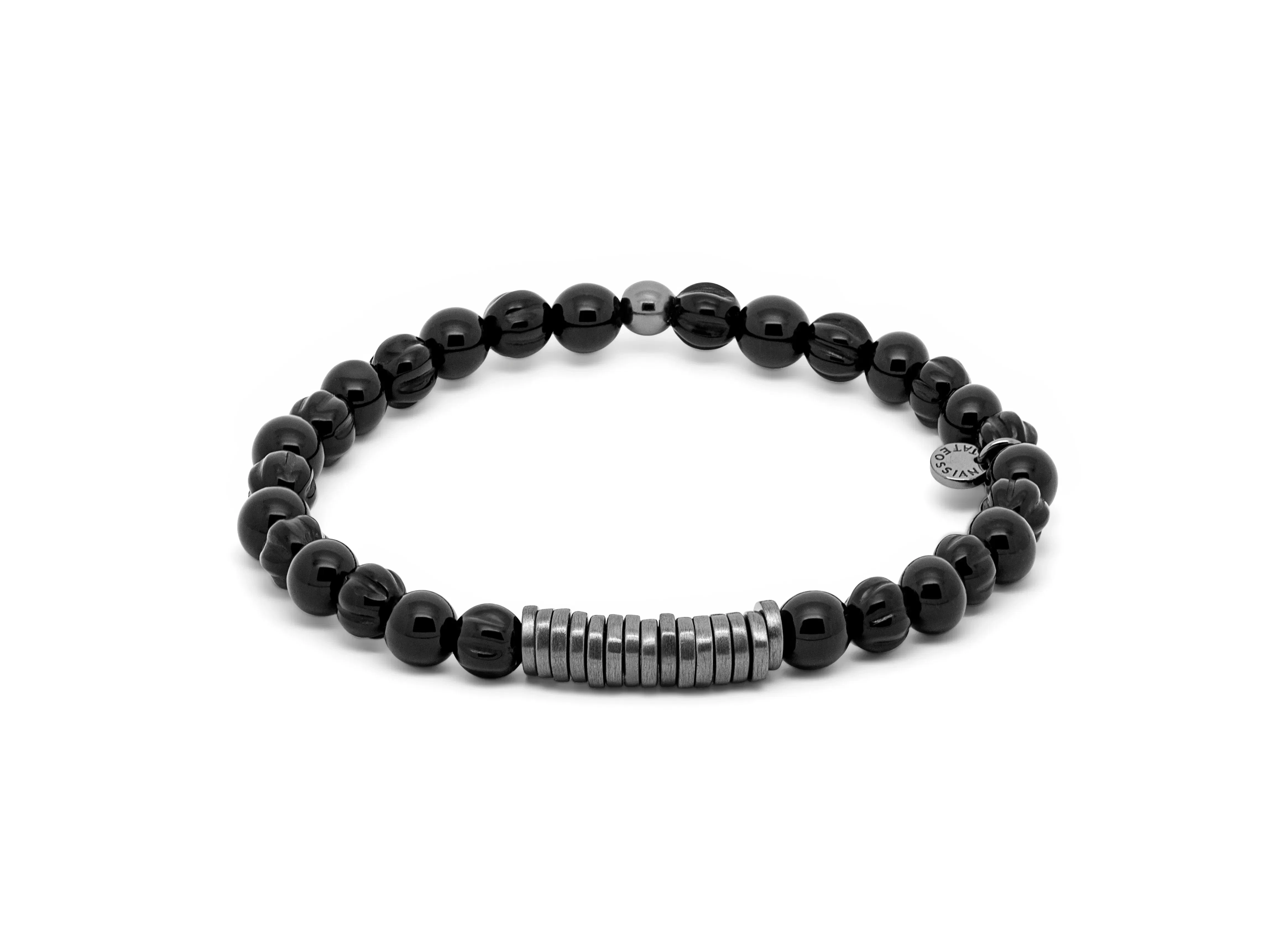 Tateossian Classic Discs bracelet with black agate and black rhodium plated sterling silver