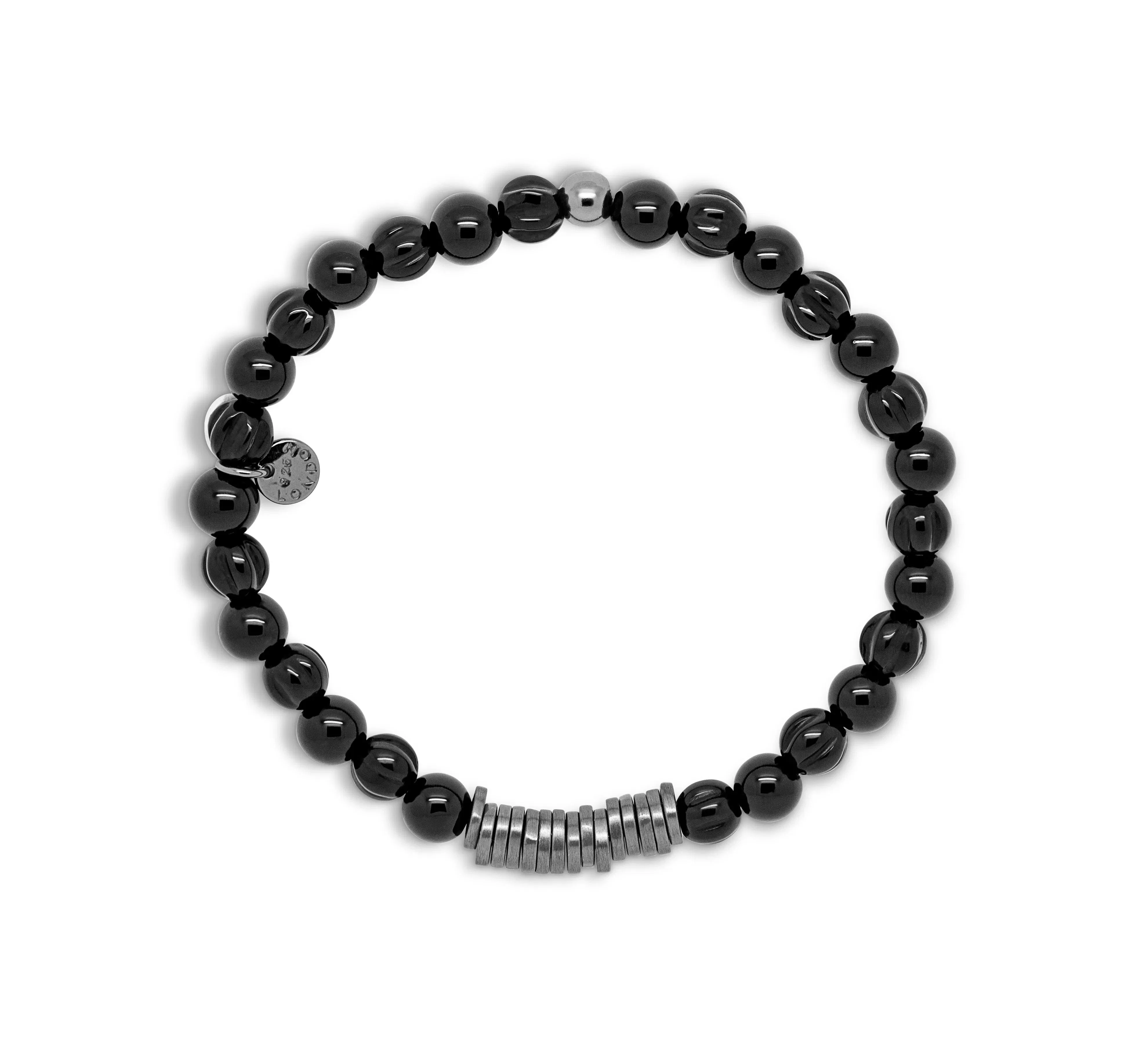 Tateossian Classic Discs bracelet with black agate and black rhodium plated sterling silver