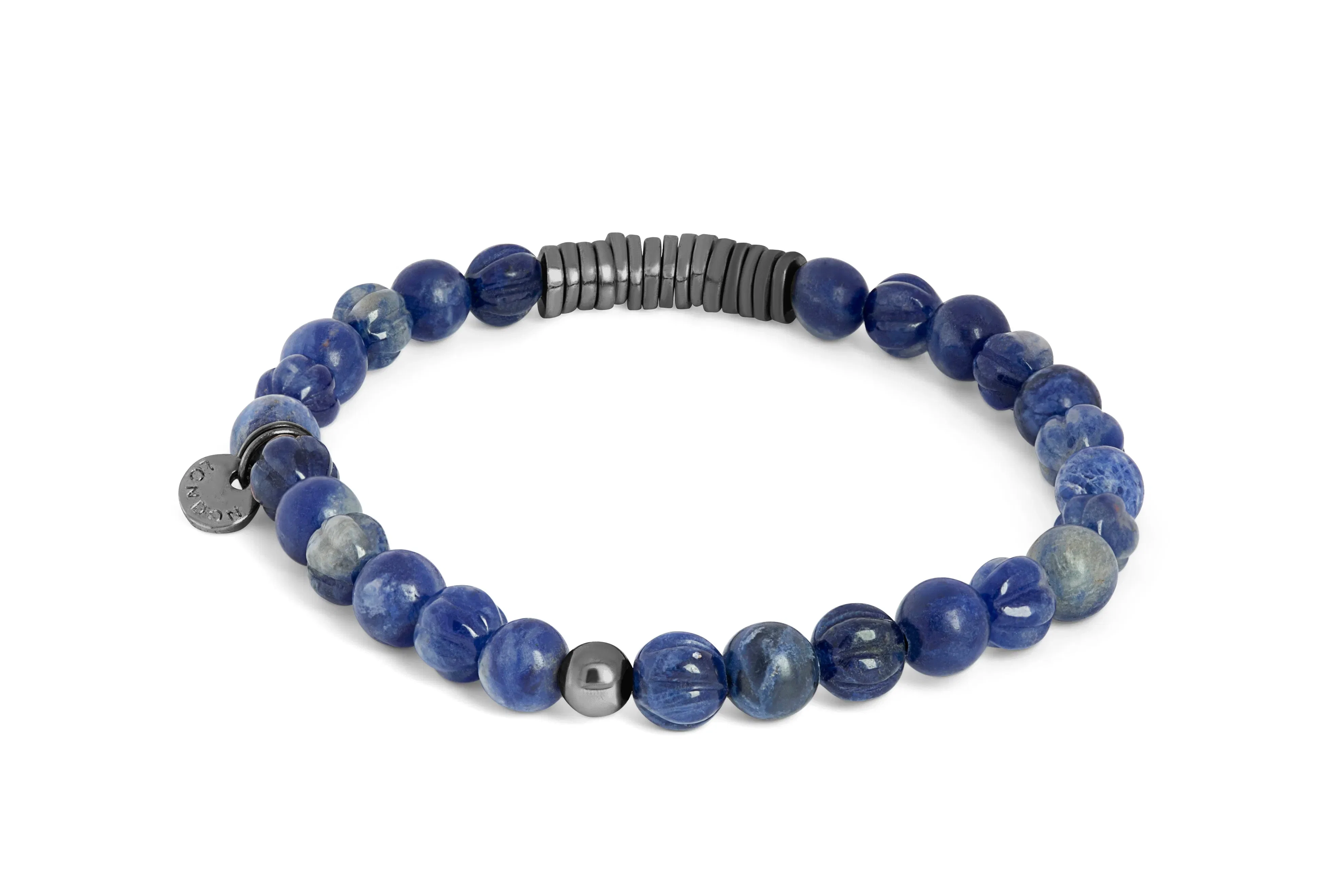 Tateossian Classic Discs bracelet with sodalite and black rhodium plated sterling silver