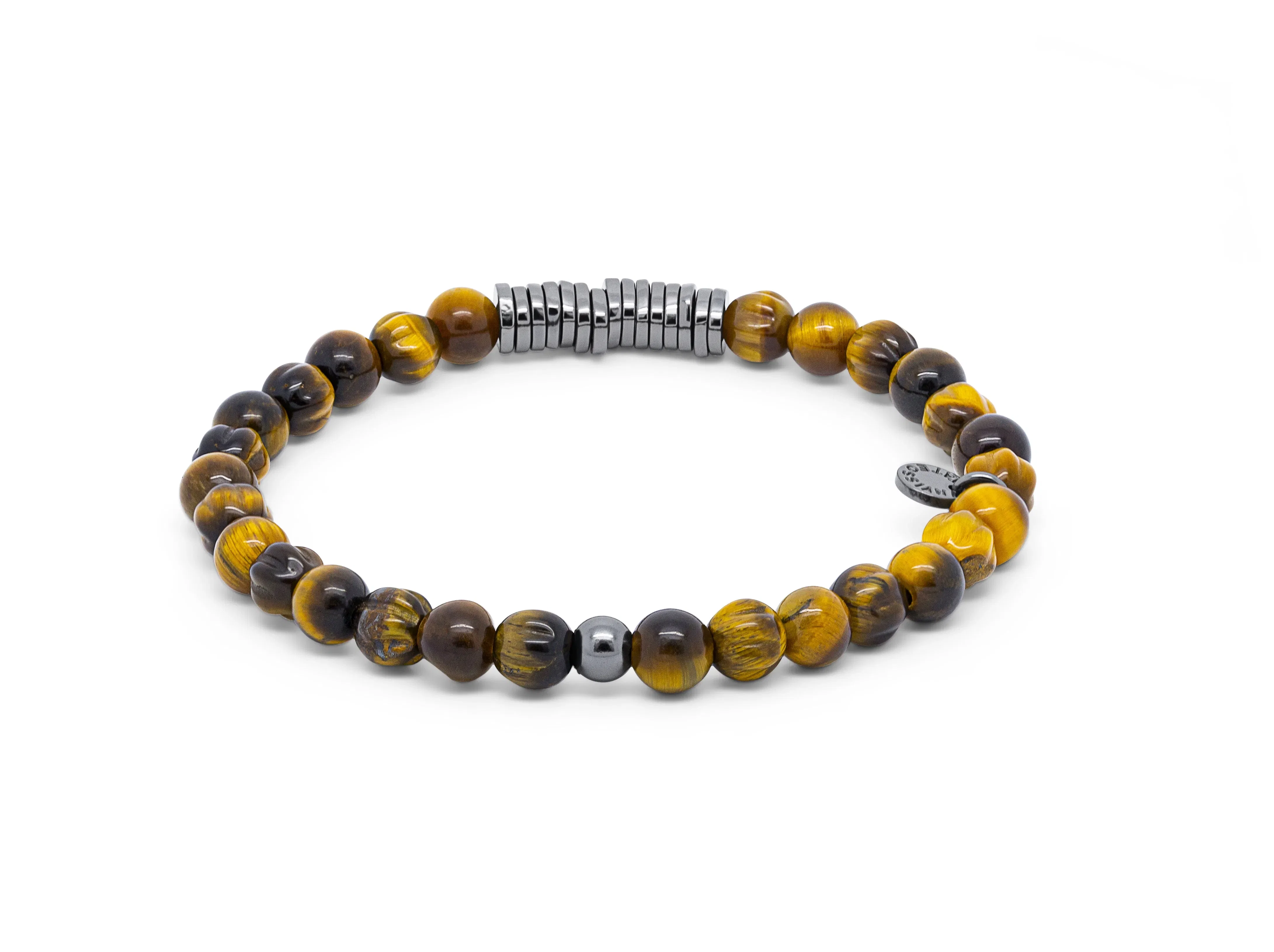 Tateossian Classic Discs bracelet with tiger eye and black rhodium plated sterling silver