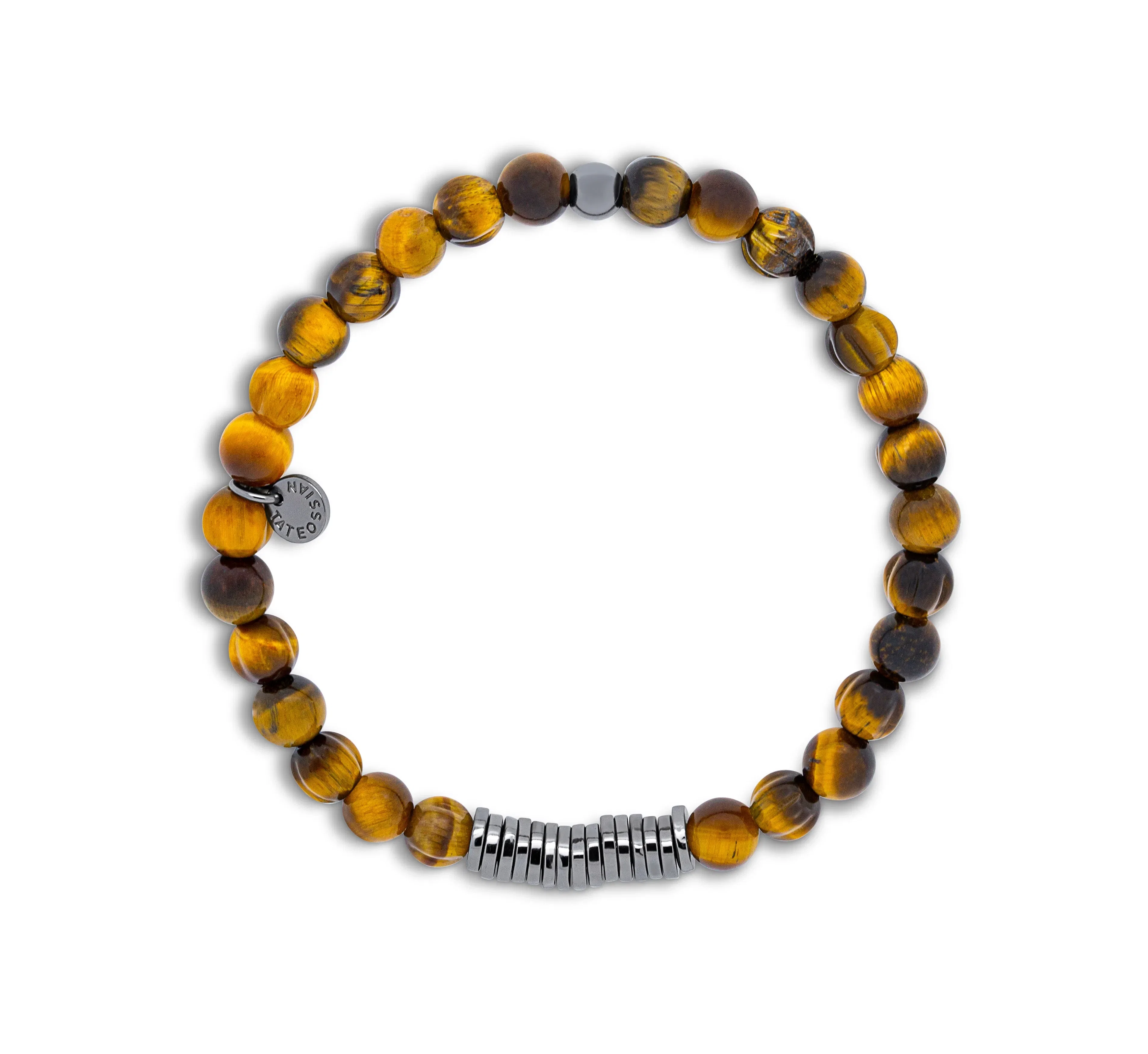 Tateossian Classic Discs bracelet with tiger eye and black rhodium plated sterling silver