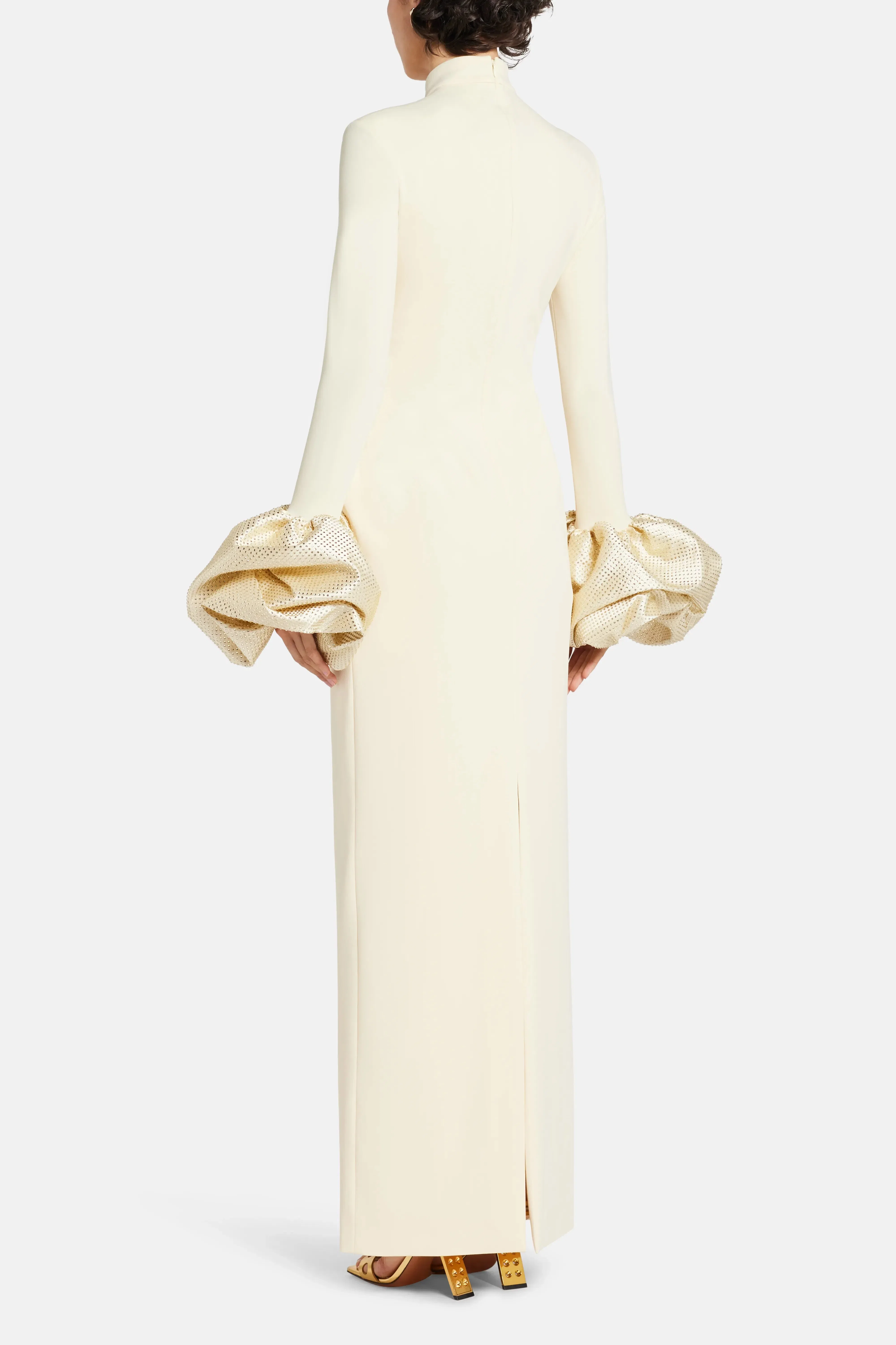 Solace London Viviana Crystal Cuffs Evening Dress in White