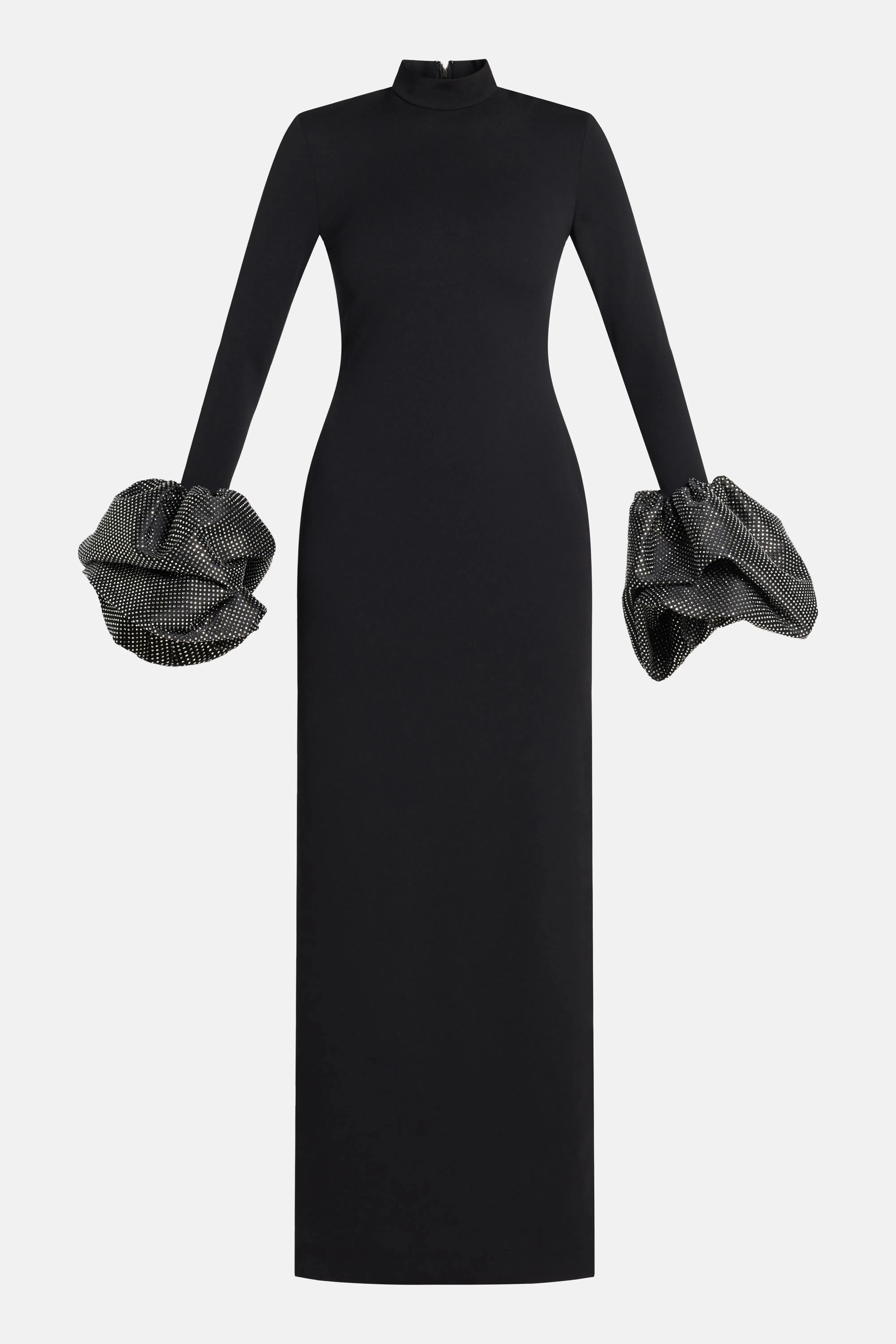 Solace London Viviana Crystal Cuffs Evening Dress in Black